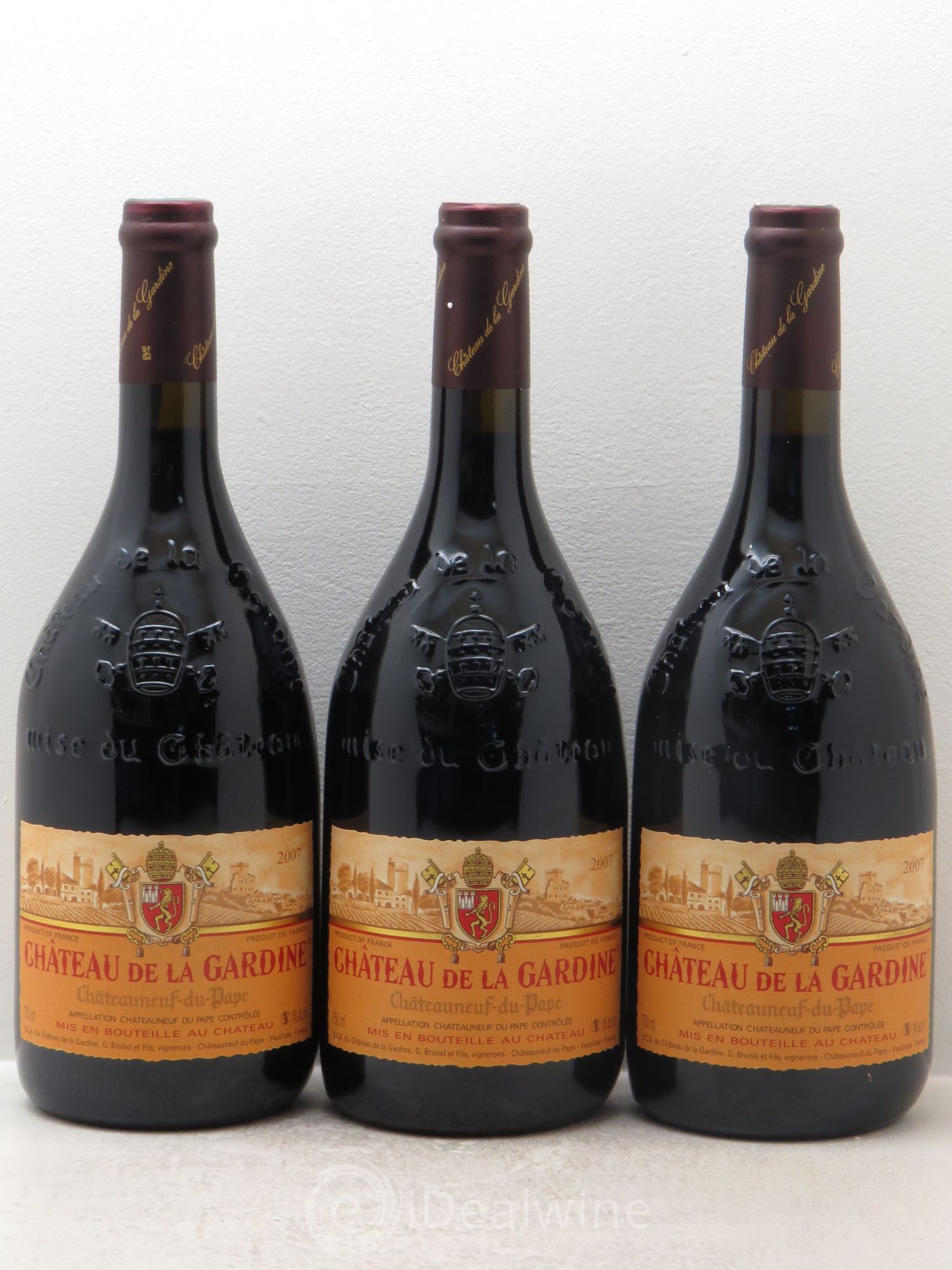 Châteauneuf-du-Pape Château de La Gardine Famille Brunel 2007 - Lot de 3 bouteilles - 0