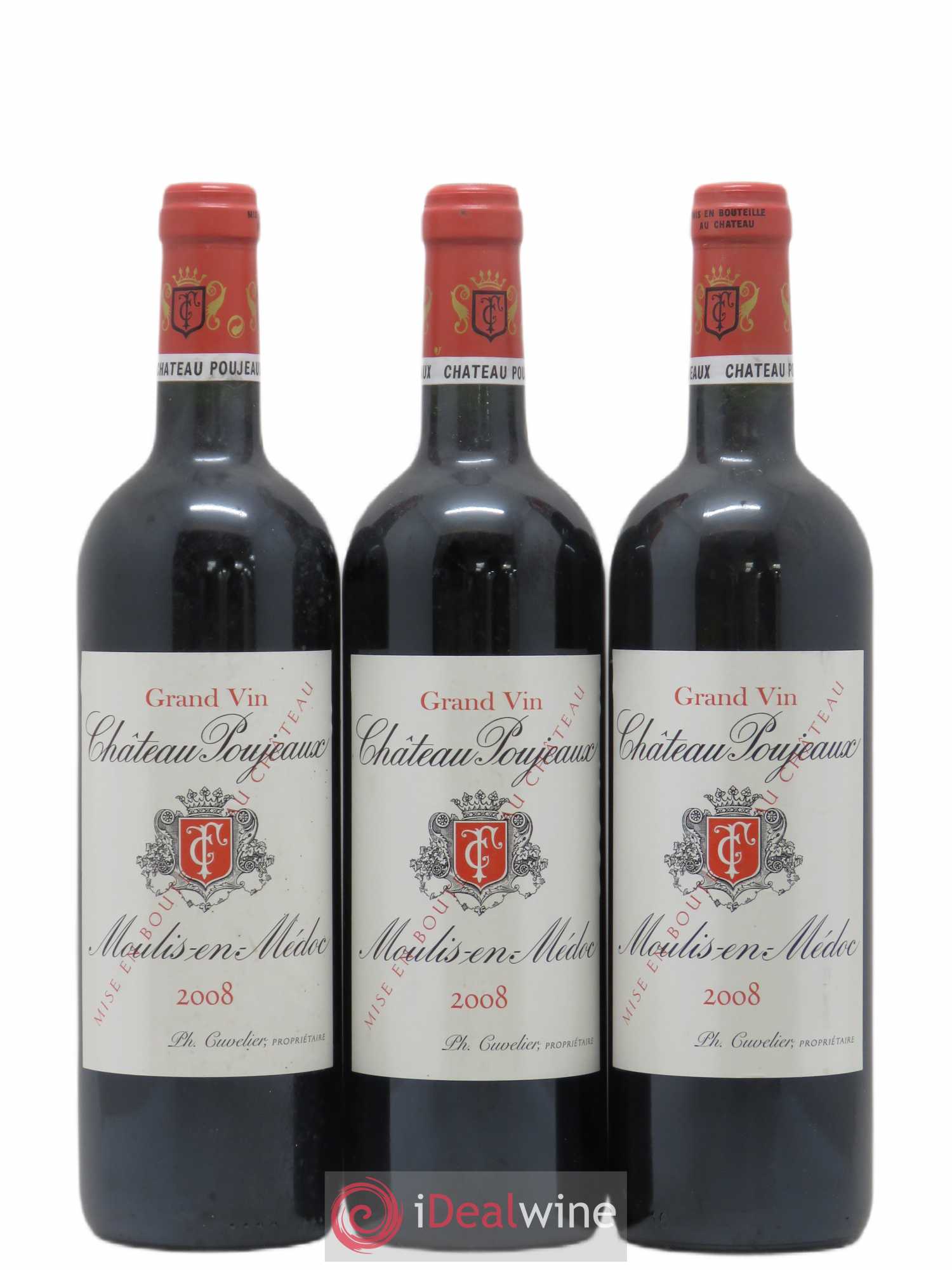 Château Poujeaux 2008 - Lot de 3 bouteilles - 0