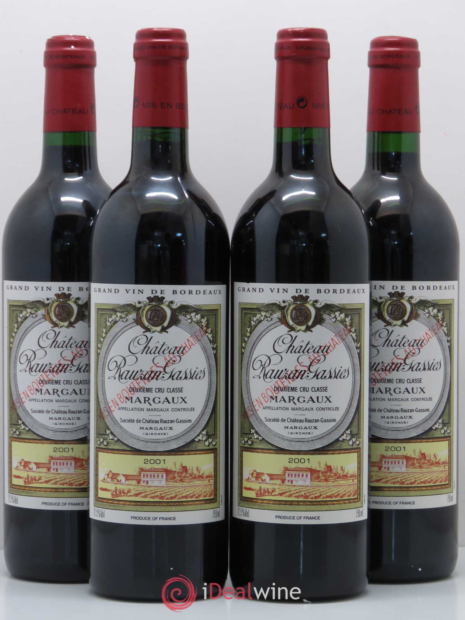 Château Rauzan-Gassies 2ème Grand Cru Classé 2001 - Lot de 4 bouteilles - 0