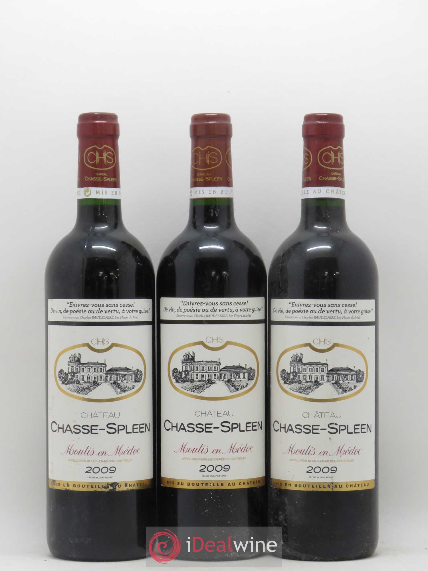 Château Chasse Spleen 2009 - Lot de 3 bouteilles - 0