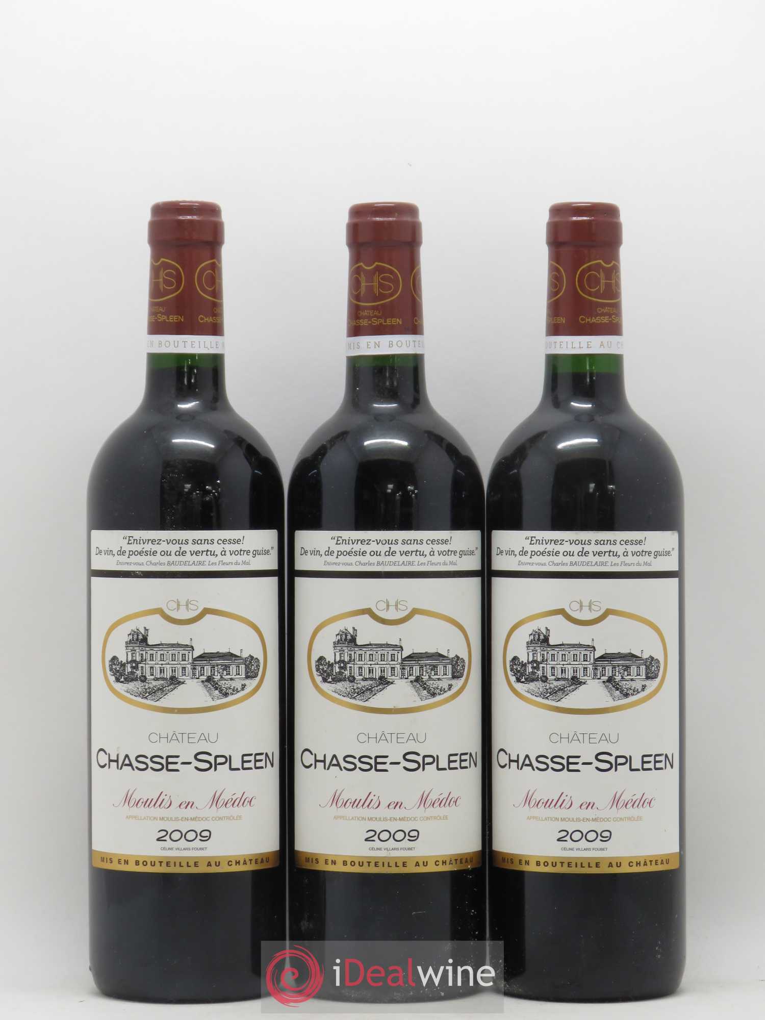 Château Chasse Spleen 2009 - Lot de 3 bouteilles - 0