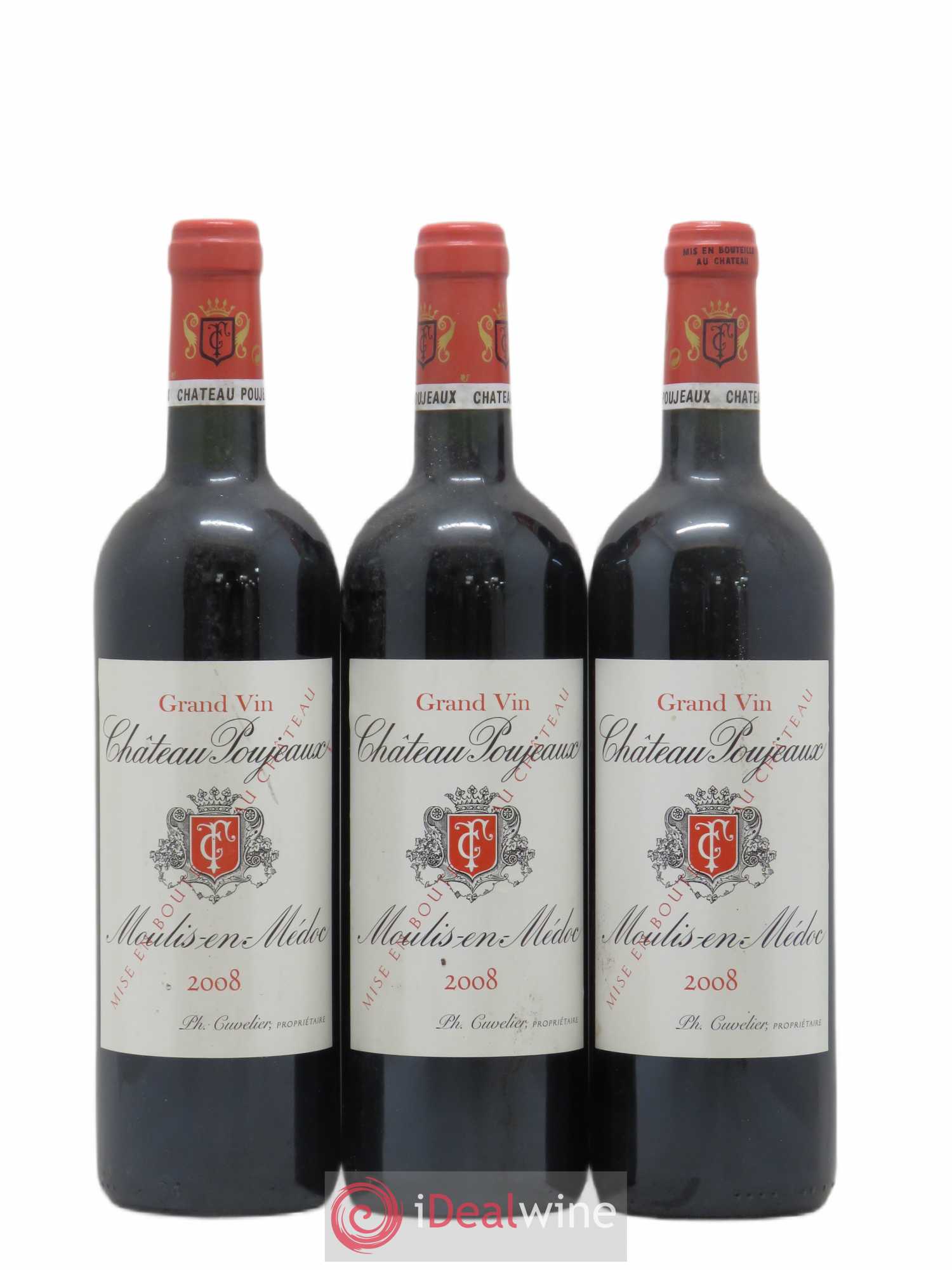 Château Poujeaux 2008 - Lot de 3 bouteilles - 0
