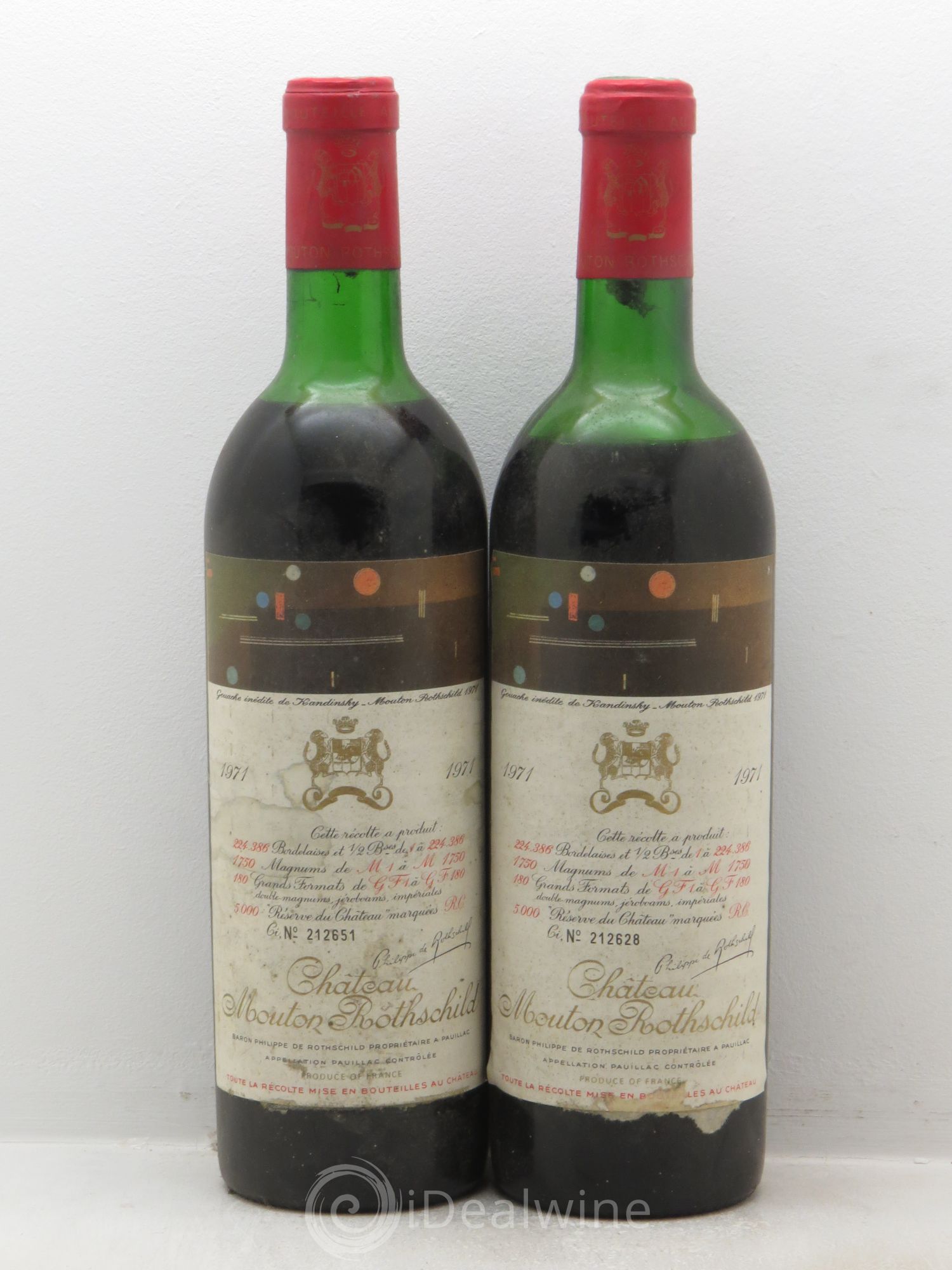 Château Mouton Rothschild 1er Grand Cru Classé 1971 - Lot de 2 bouteilles - 0