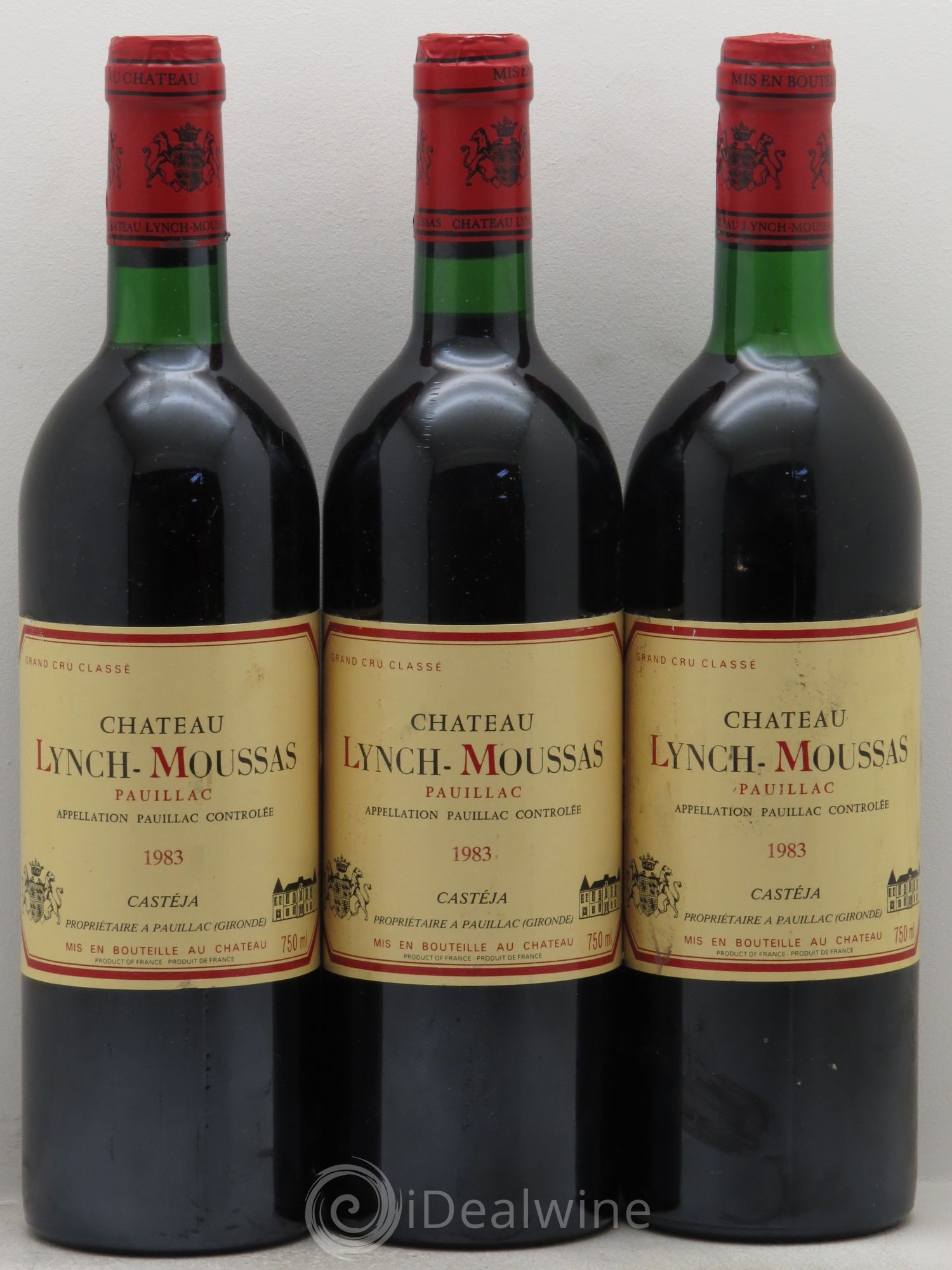 Château Lynch Moussas 5ème Grand Cru Classé 1983 - Lot de 3 bouteilles - 0