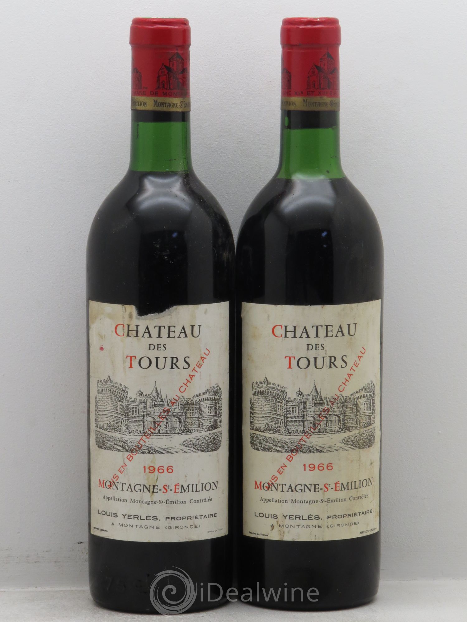 Bordeaux Château des Tours Montagne Saint Emilion 1966 - Lot de 2 bouteilles - 0
