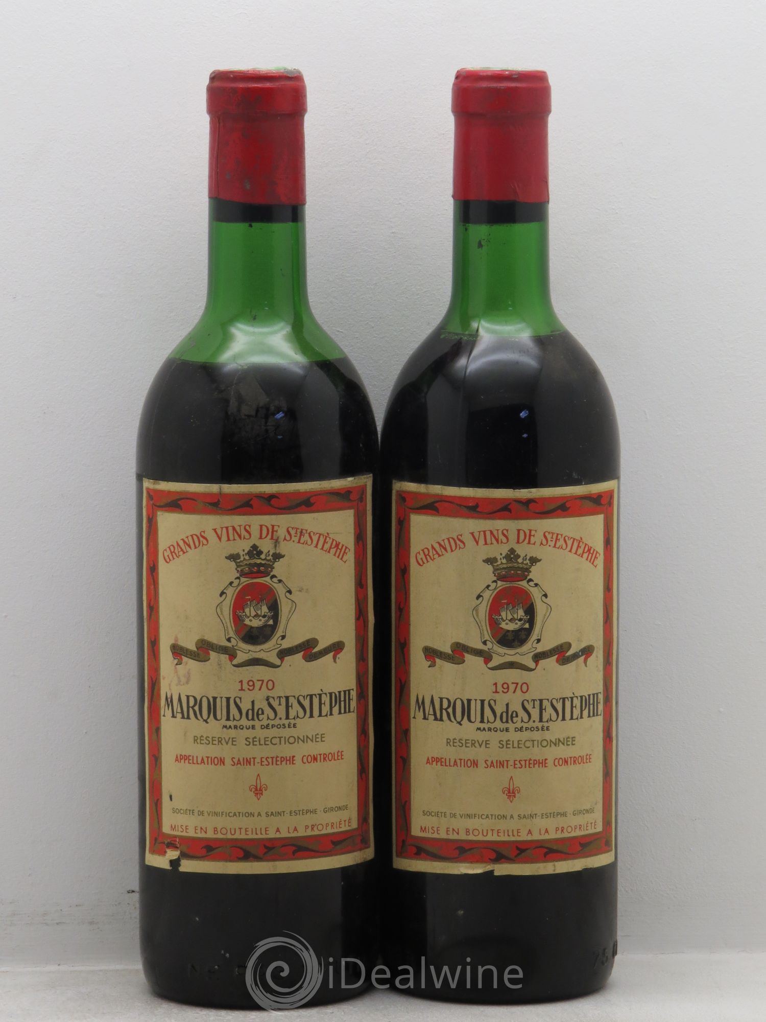 Marquis de Saint Estèphe (sans prix de réserve) 1970 - Lot de 2 bouteilles - 0