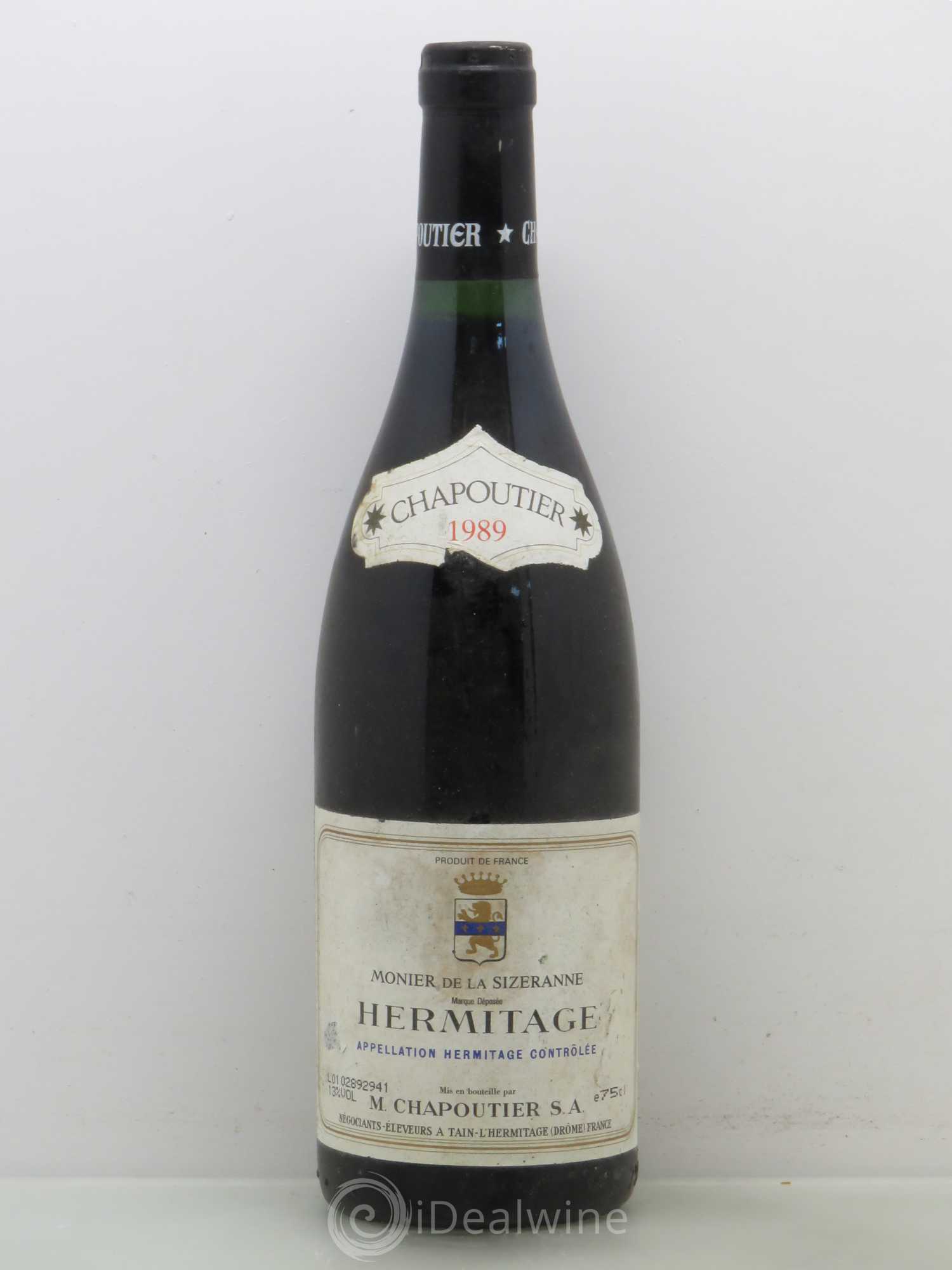 Hermitage Monier de La Sizeranne Chapoutier 1989 - Lot de 1 bouteille - 0