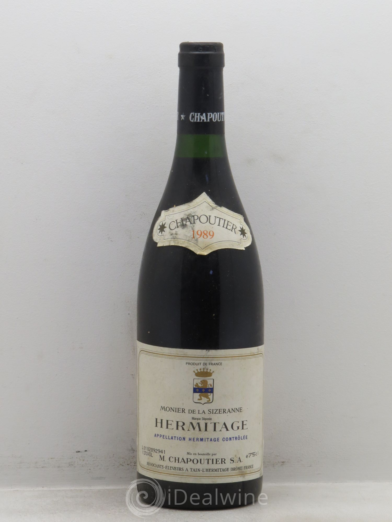 Hermitage Monier de La Sizeranne Chapoutier 1989 - Lot de 1 bouteille - 0