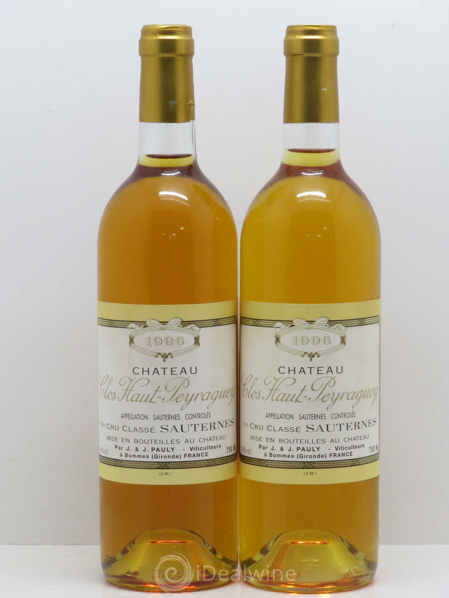 Clos Haut-Peyraguey 1er Grand Cru Classé (senza prezzo di riserva) 1996 - Lotto di 2 bottiglie - 0