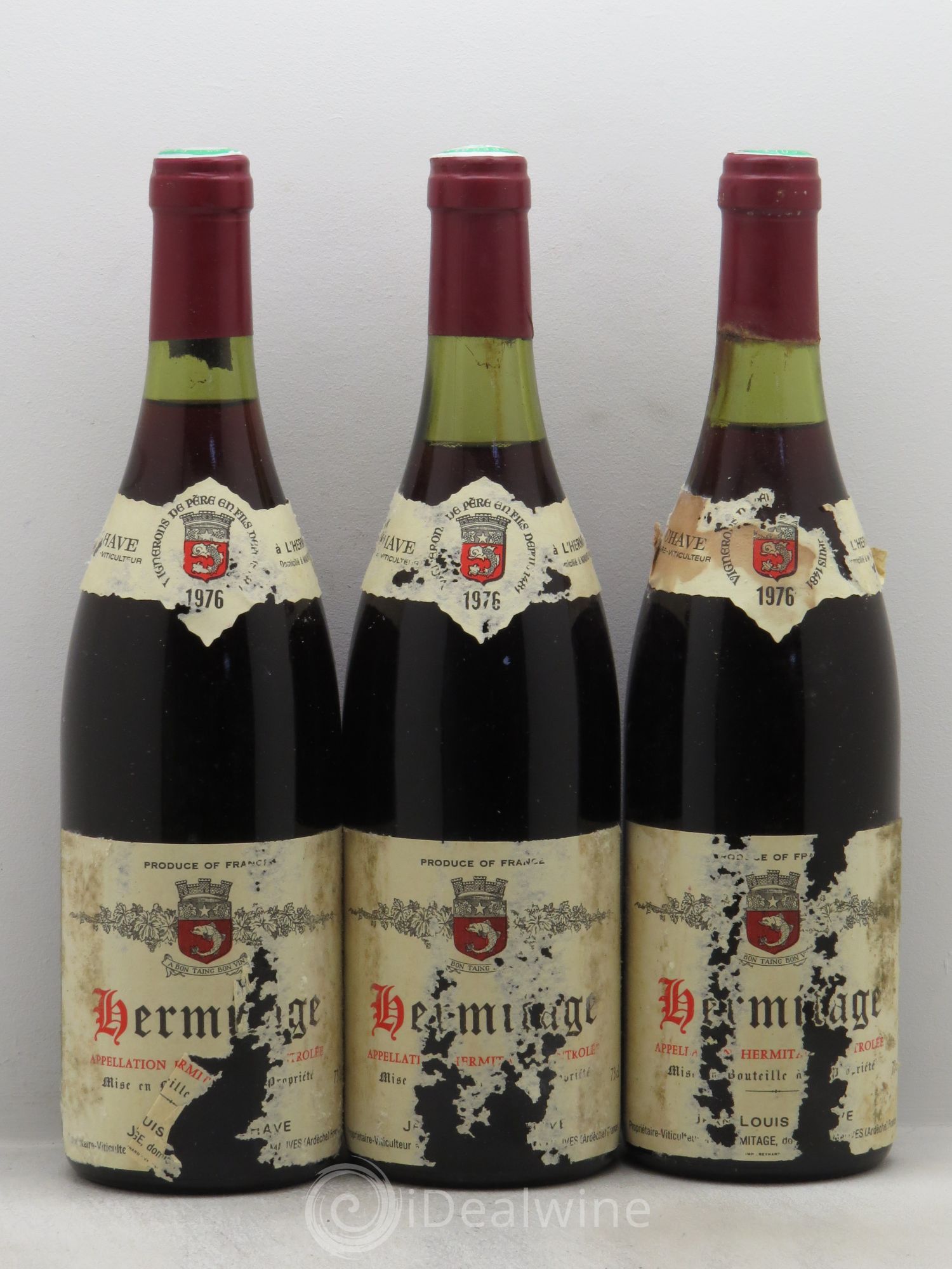 Hermitage Jean-Louis Chave 1976 - Lot de 3 bouteilles - 0