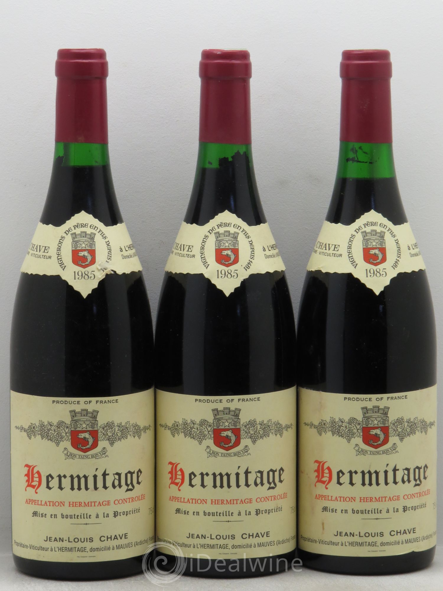 Hermitage Jean-Louis Chave 1985 - Lot de 3 bouteilles - 0