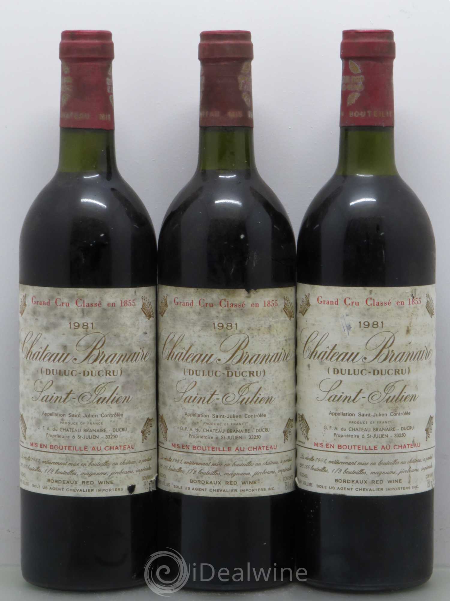 Château Branaire Ducru 4ème Grand Cru Classé 1981 - Lot de 3 bouteilles - 0