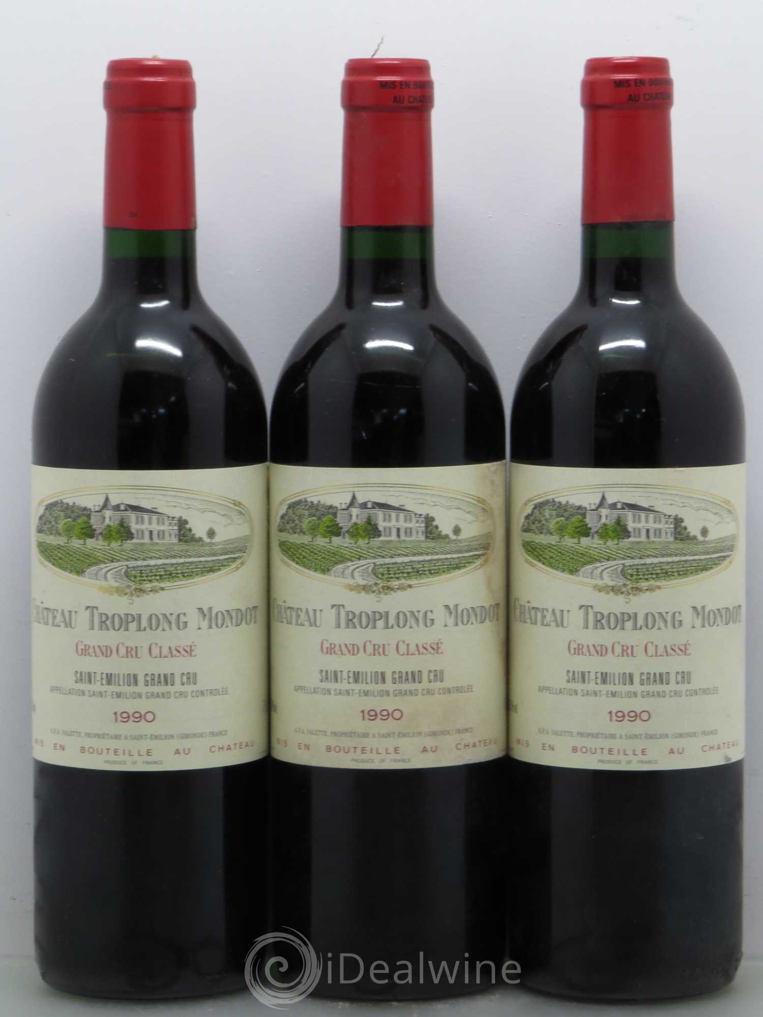 Château Troplong Mondot 1er Grand Cru Classé B 1990 - Lot de 3 bouteilles - 0