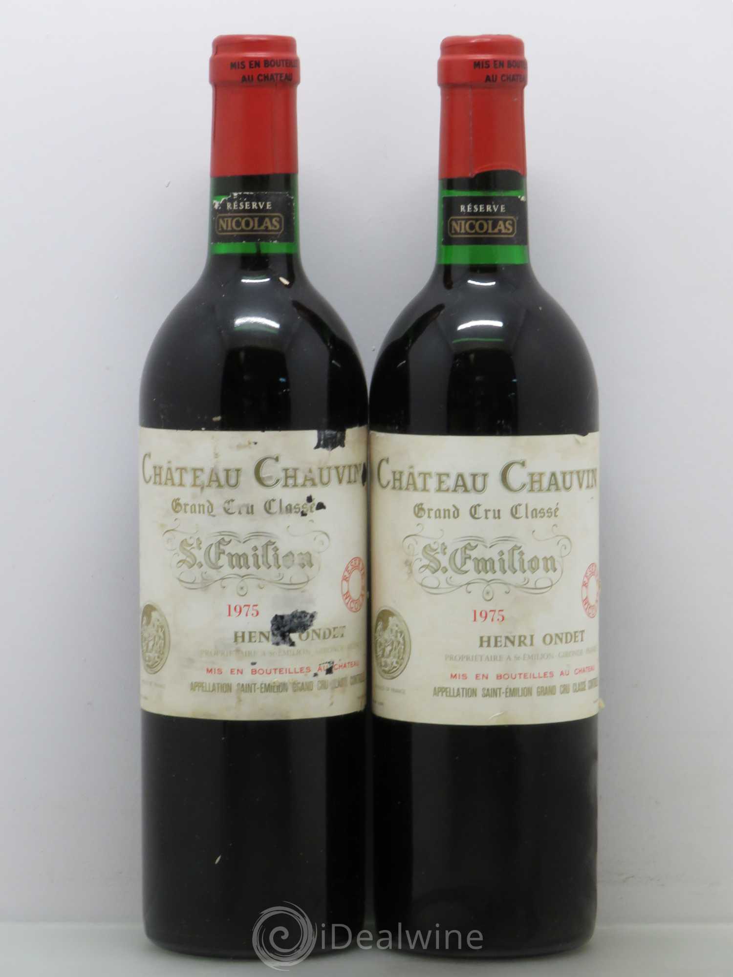 Château Chauvin Grand Cru Classé 1975 - Lot de 2 bouteilles - 0