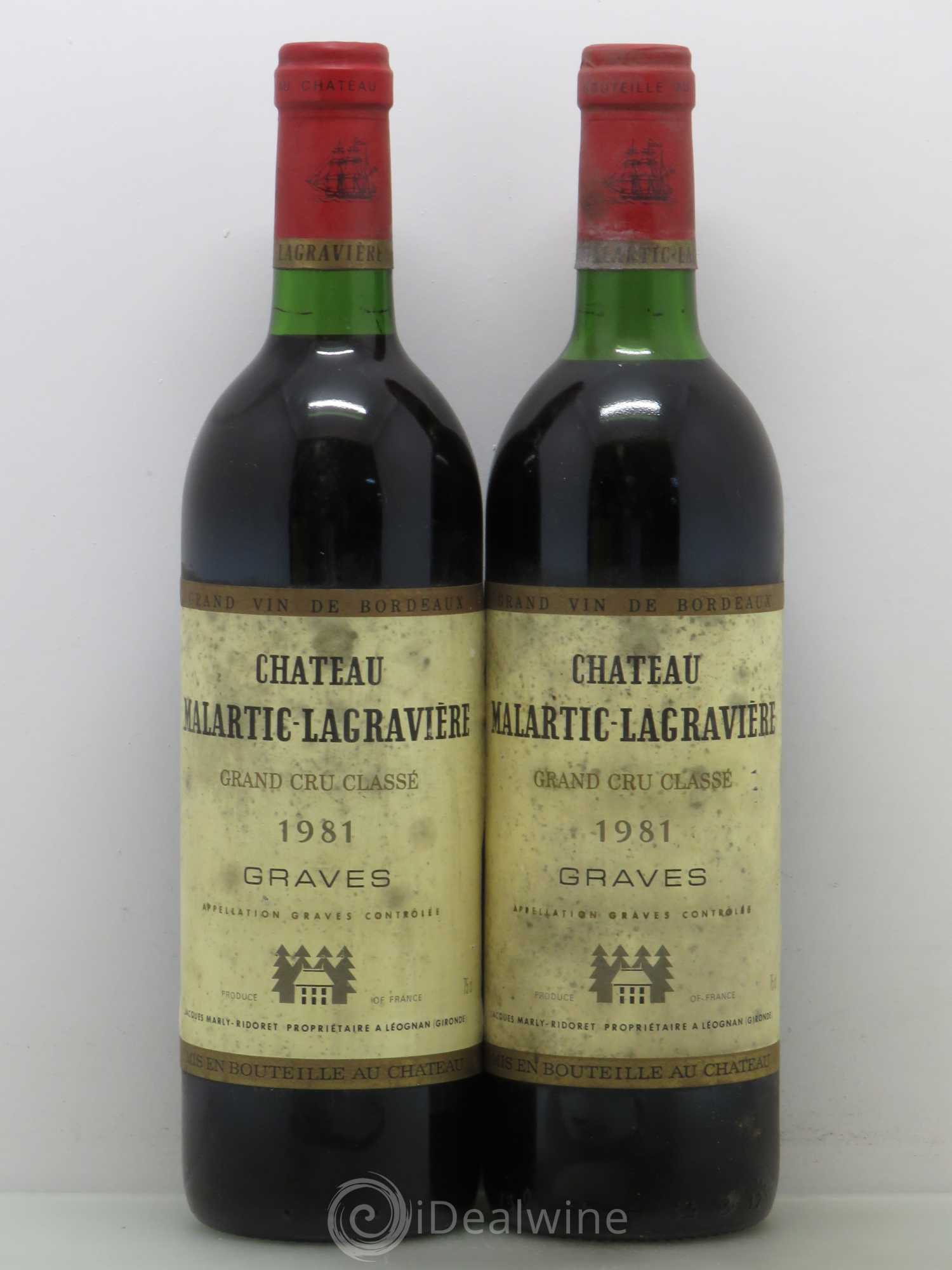 Château Malartic-Lagravière Cru Classé de Graves 1981 - Lot de 2 bouteilles - 0