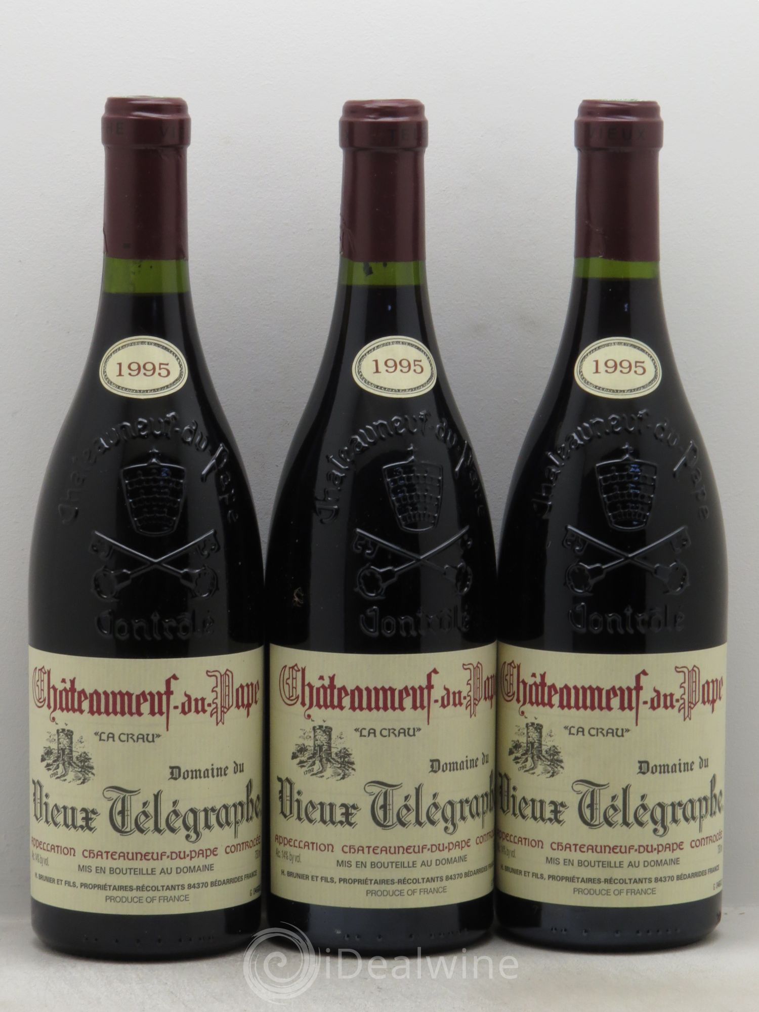 Châteauneuf-du-Pape Vieux Télégraphe (Domaine du) Vignobles Brunier 1995 - Lot de 3 bouteilles - 0