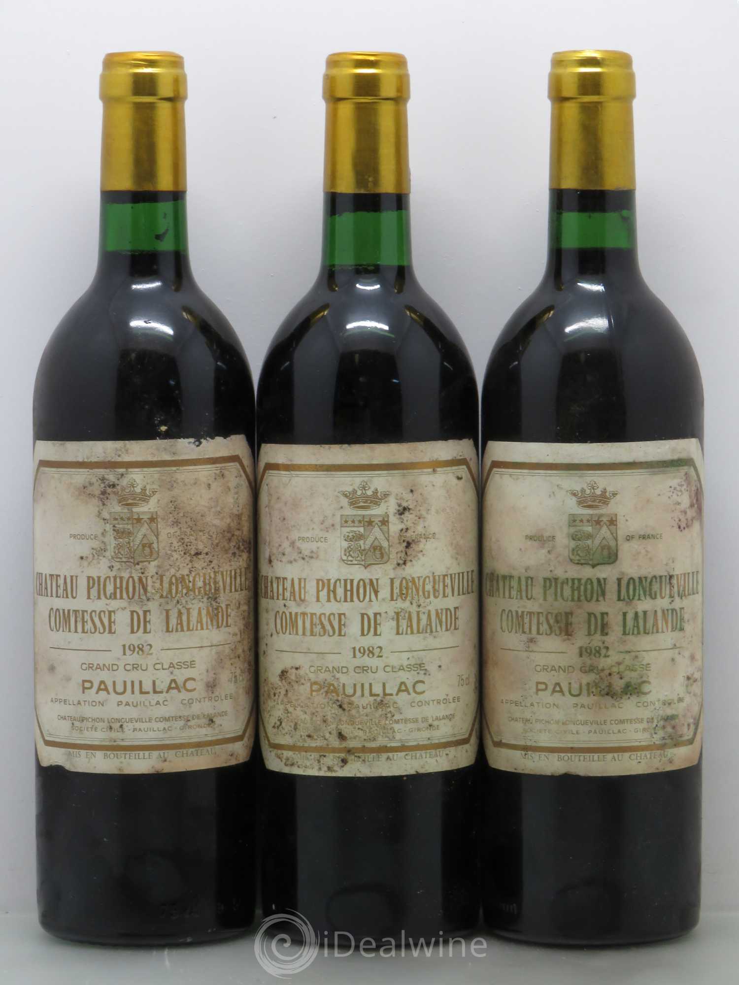Château Pichon Longueville Comtesse de Lalande 2ème Grand Cru Classé 1982 - Lot de 3 bouteilles - 0