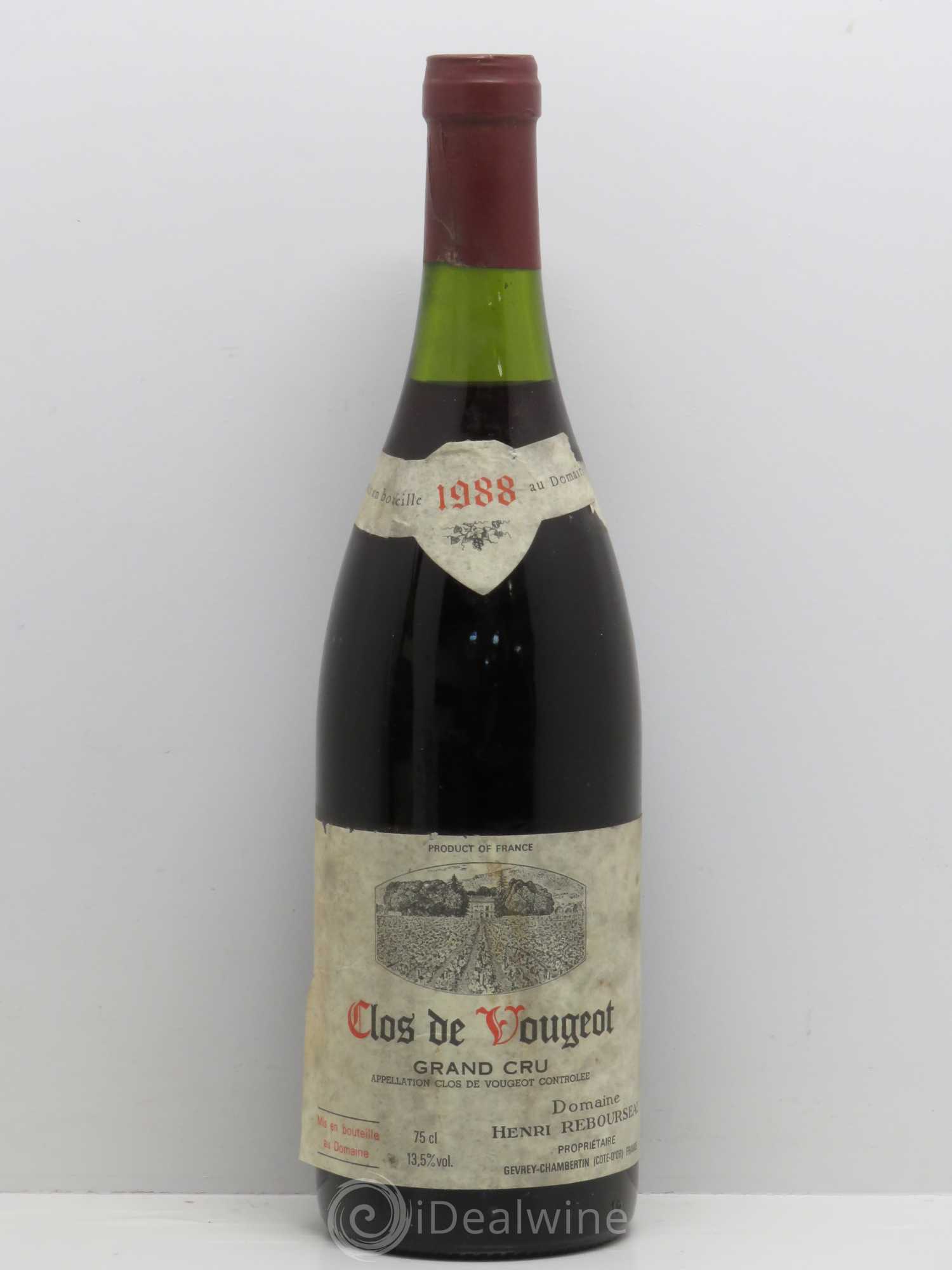Clos de Vougeot Grand Cru Henri Rebourseau (Domaine) 1988 - Lot de 1 bouteille - 0