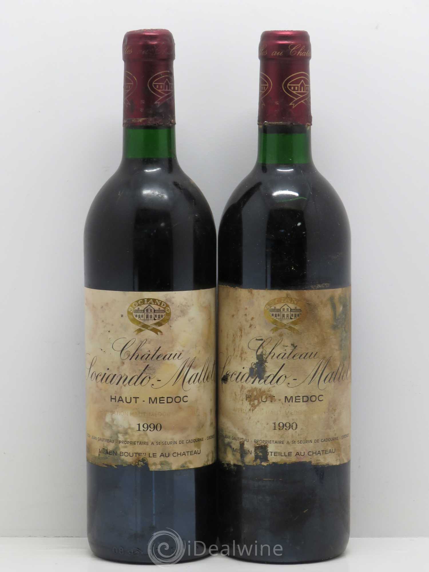Château Sociando Mallet 1990 - Lot de 2 bouteilles - 0