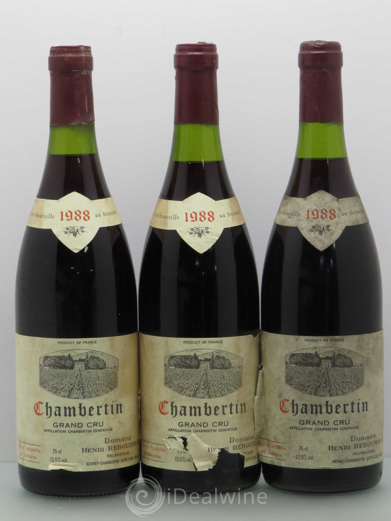 Chambertin Grand Cru Henri Rebourseau 1988 - Lot de 3 bouteilles - 0