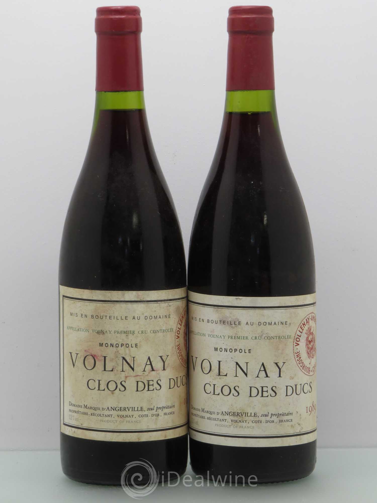 Volnay 1er Cru Clos des Ducs Marquis d'Angerville (Domaine) 1989 - Lot de 2 bouteilles - 0