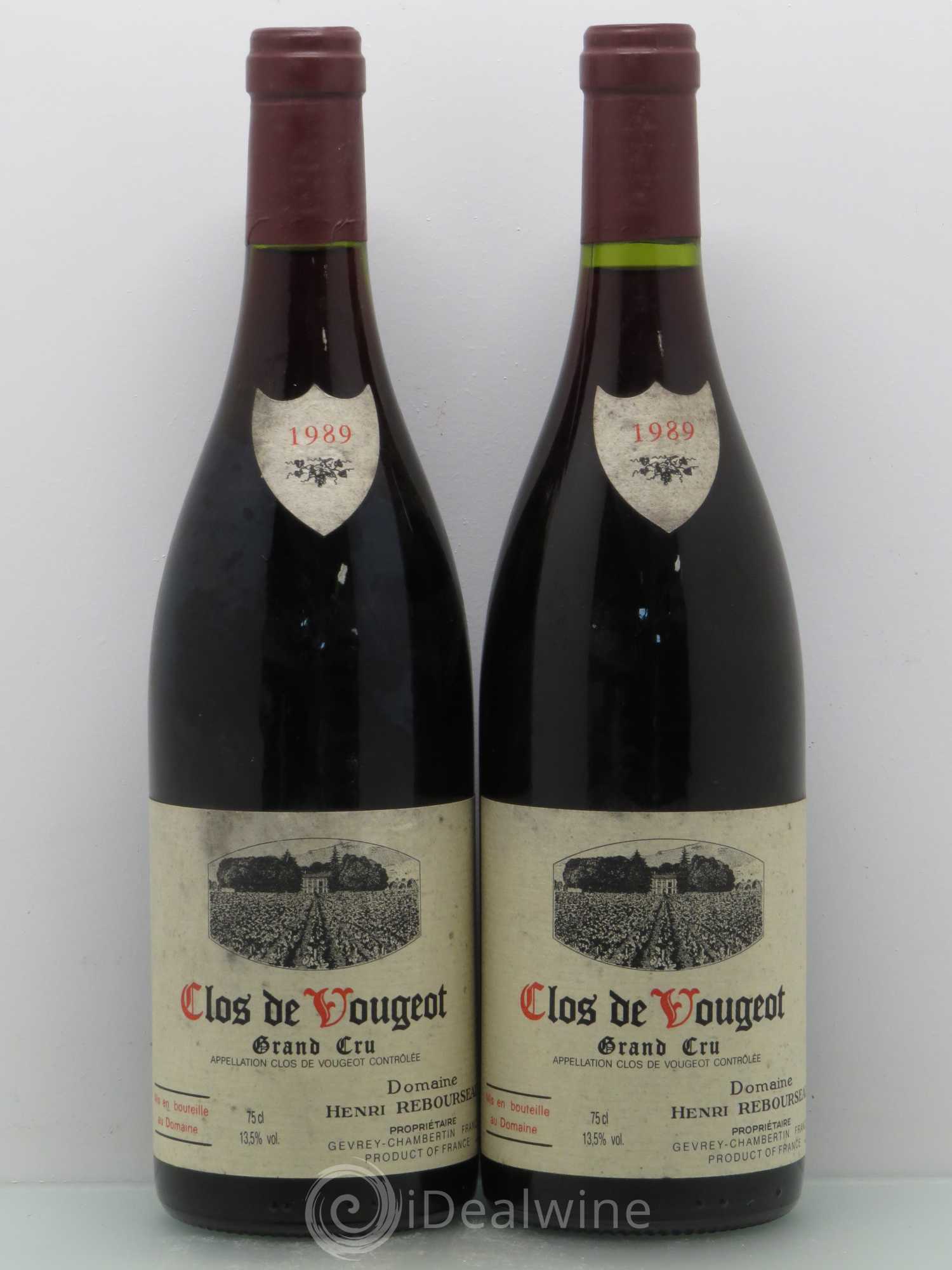 Clos de Vougeot Grand Cru Henri Rebourseau (Domaine) 1989 - Lot de 2 bouteilles - 0