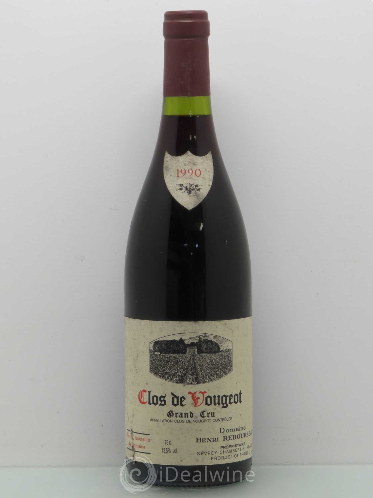Clos de Vougeot Grand Cru Henri Rebourseau (Domaine) 1990 - Lot de 1 bouteille - 0