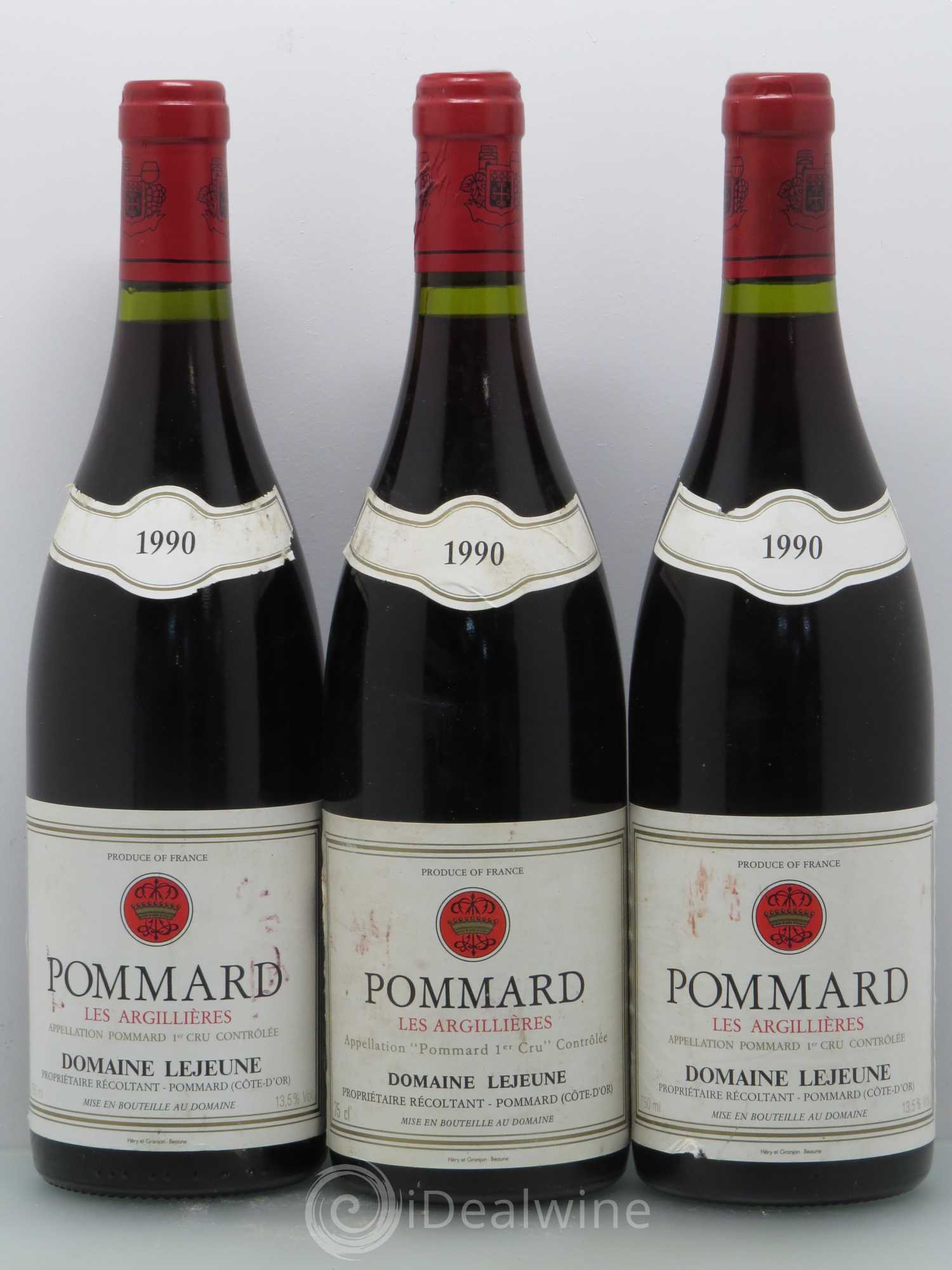 Pommard 1er Cru Les Argillières Domaine Lejeune 1990 - Lot de 6 bouteilles - 1