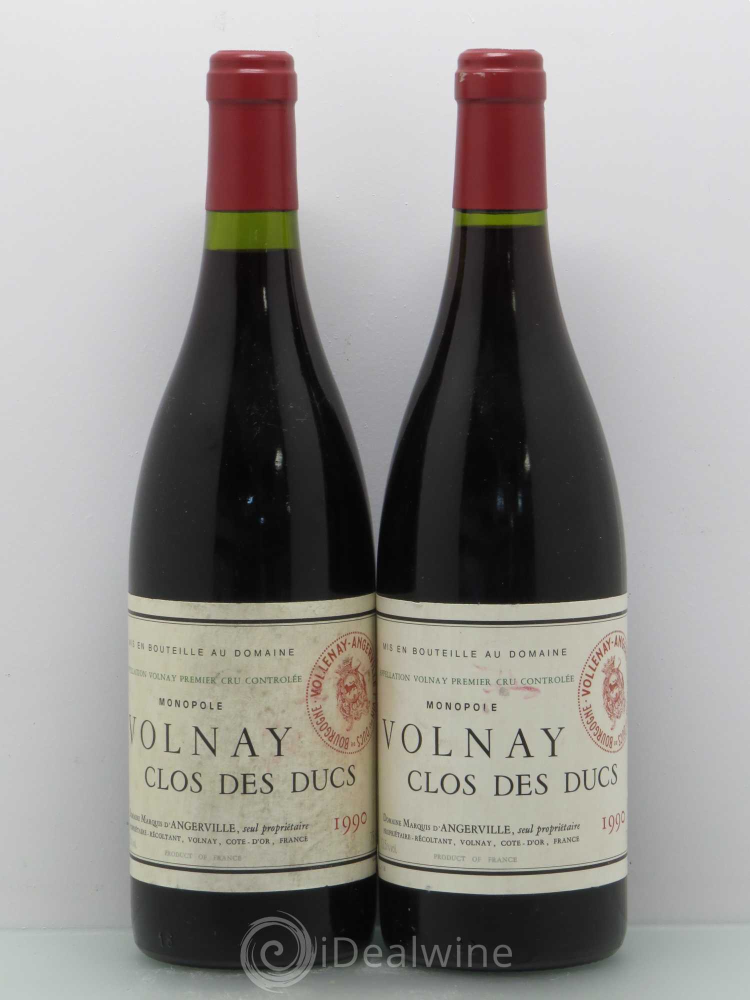 Volnay 1er Cru Clos des Ducs Marquis d'Angerville (Domaine) 1990 - Lot de 2 bouteilles - 0