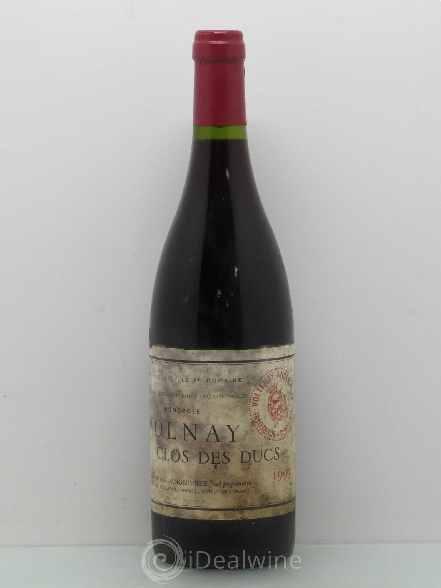 Volnay 1er Cru Clos des Ducs Marquis d'Angerville (Domaine) 1993 - Lot de 1 bouteille - 0