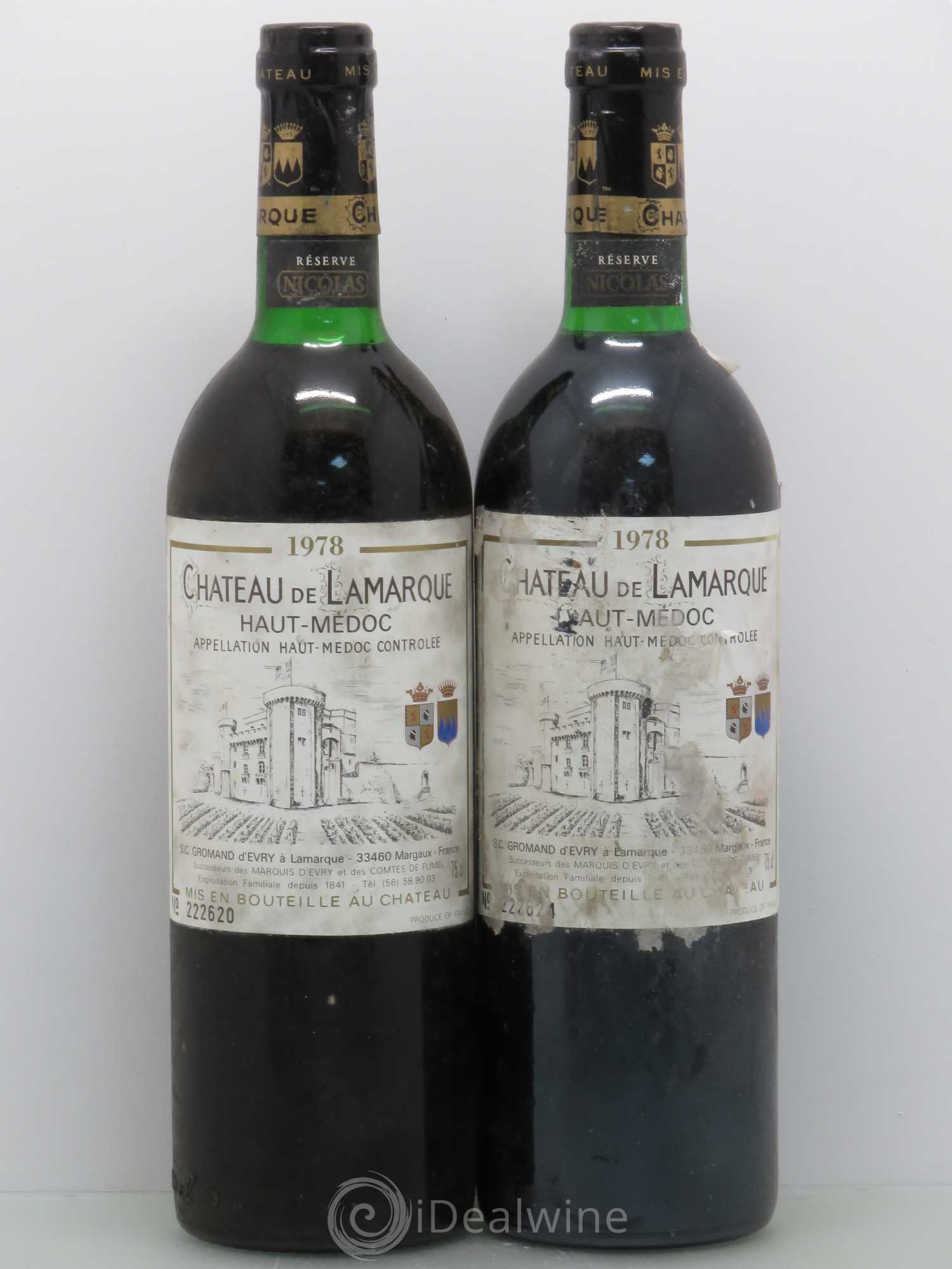 Château de Lamarque Cru Bourgeois 1978 - Lot de 2 bouteilles - 0