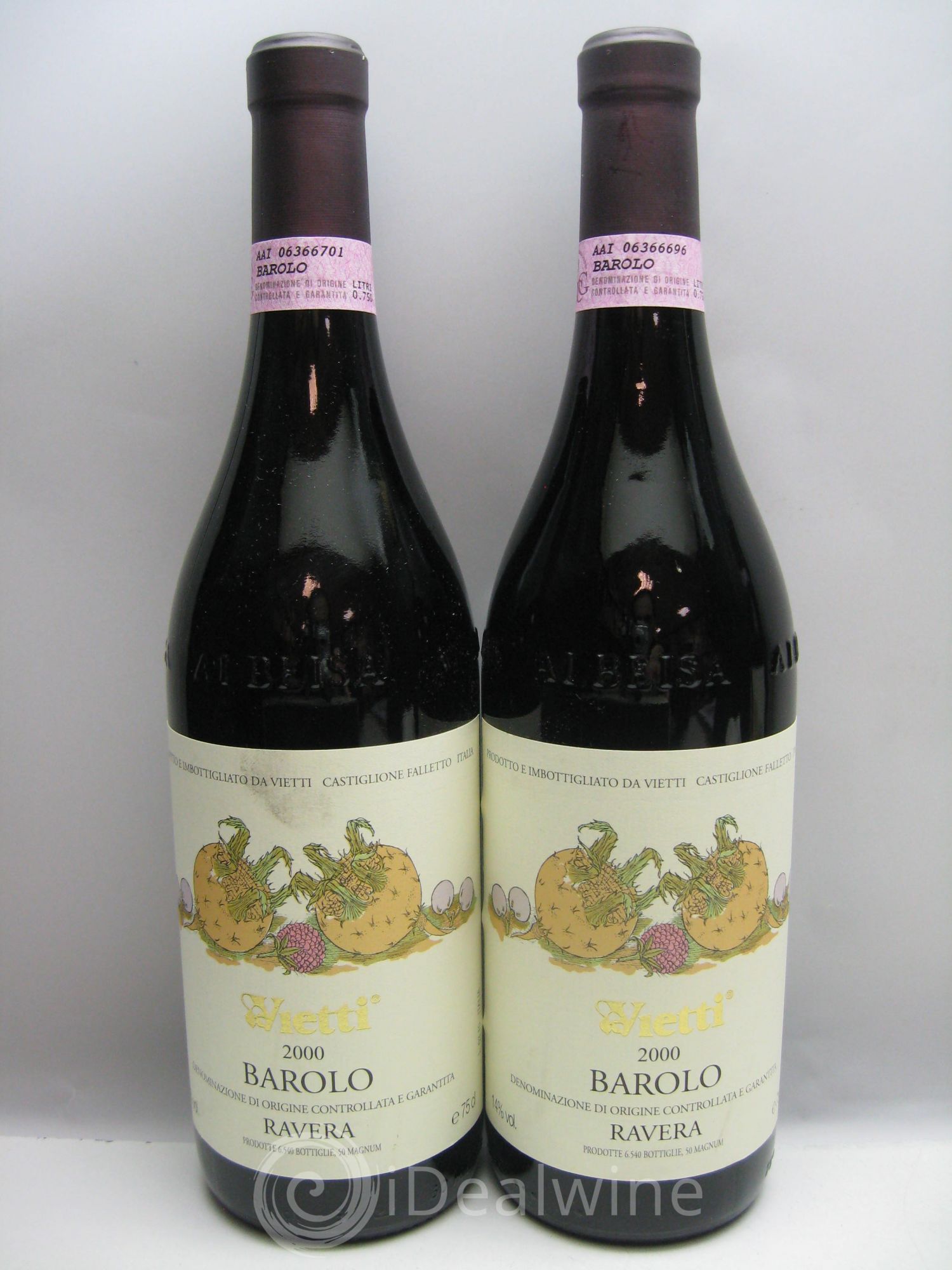 Barolo Ravera Vietti 2000 - Lot de 2 bouteilles - 0
