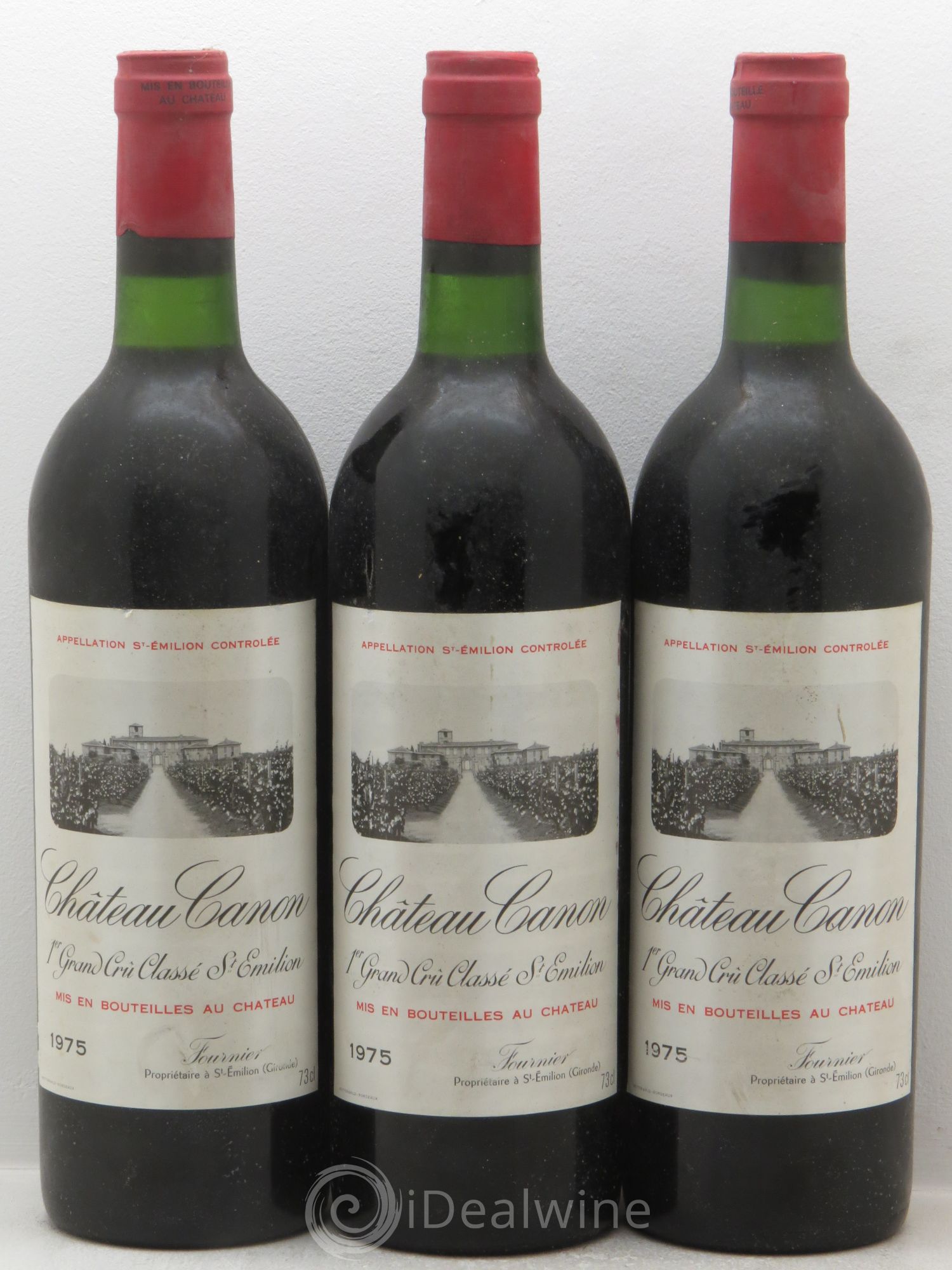 Château Canon 1er Grand Cru Classé B 1975 - Lot de 3 bouteilles - 0