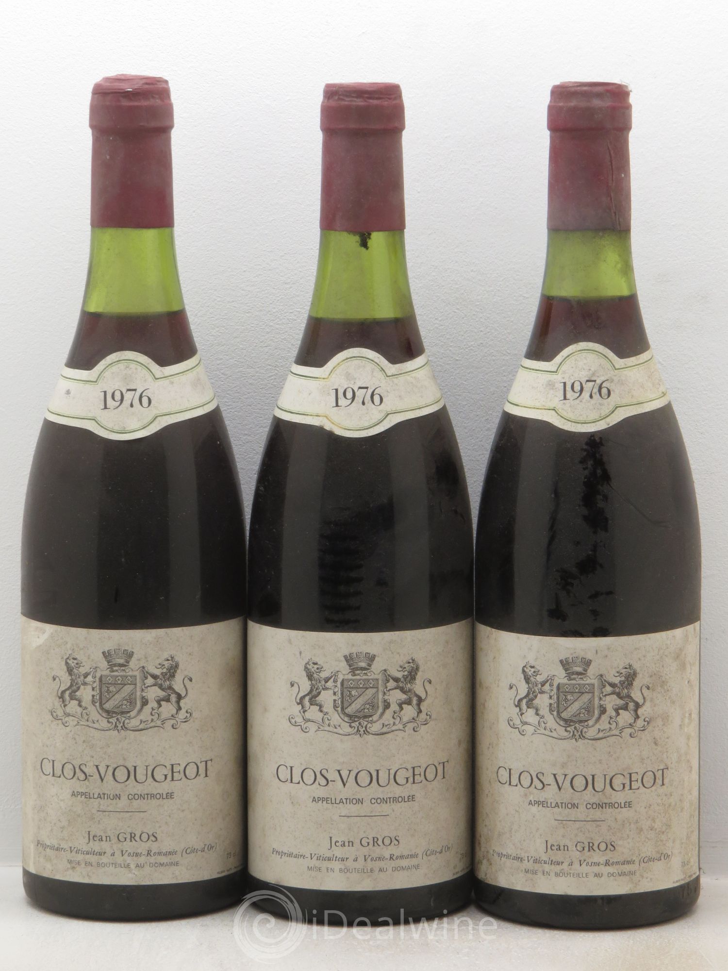 Clos de Vougeot Grand Cru Jean Gros 1976 - Lot de 3 bouteilles - 0