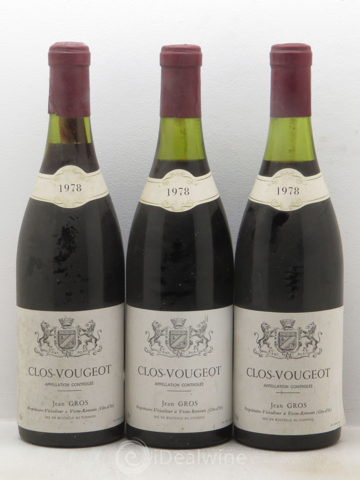 Clos de Vougeot Grand Cru Jean Gros 1978 - Lot de 3 bouteilles - 0