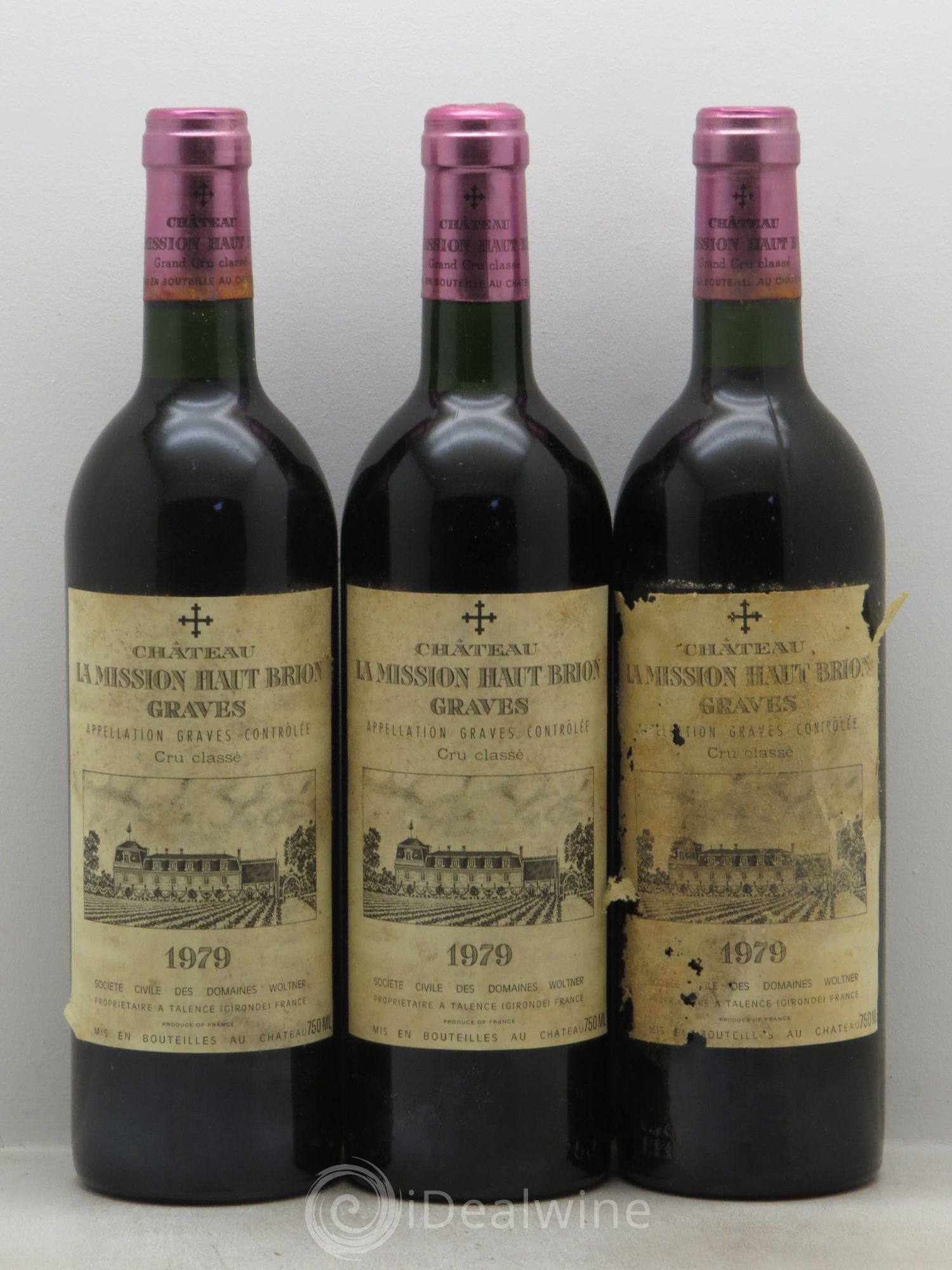 Château la Mission Haut-Brion Cru Classé de Graves 1979 - Lot de 3 bouteilles - 0