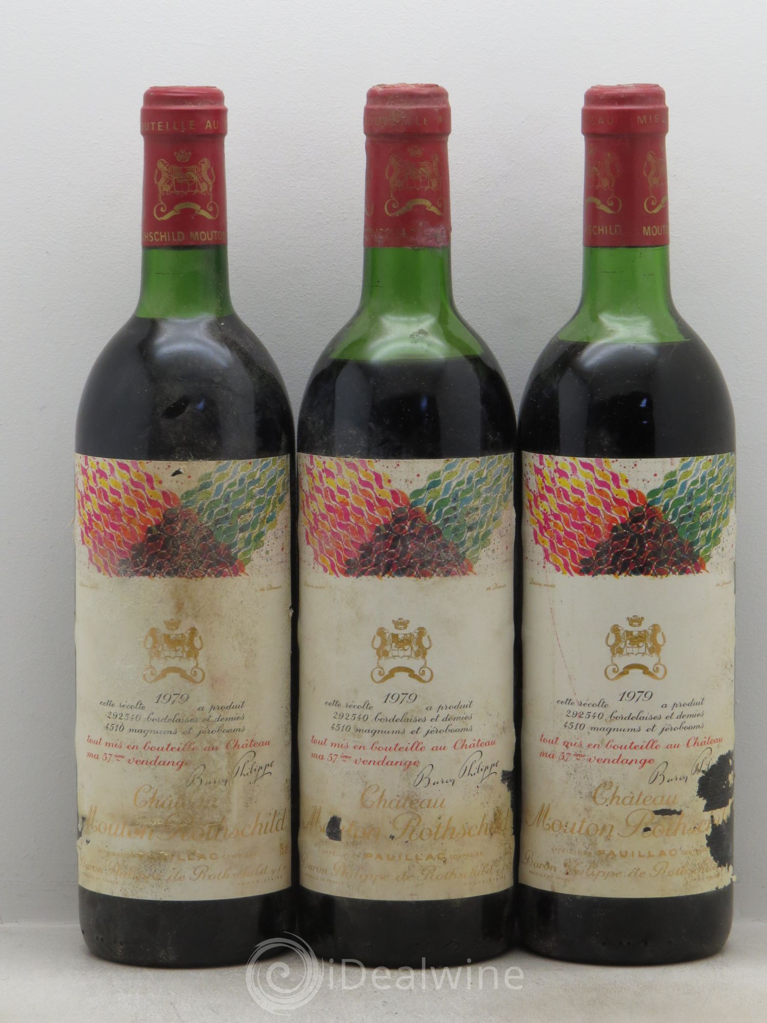 Château Mouton Rothschild 1er Grand Cru Classé 1979 - Lot de 3 bouteilles - 0