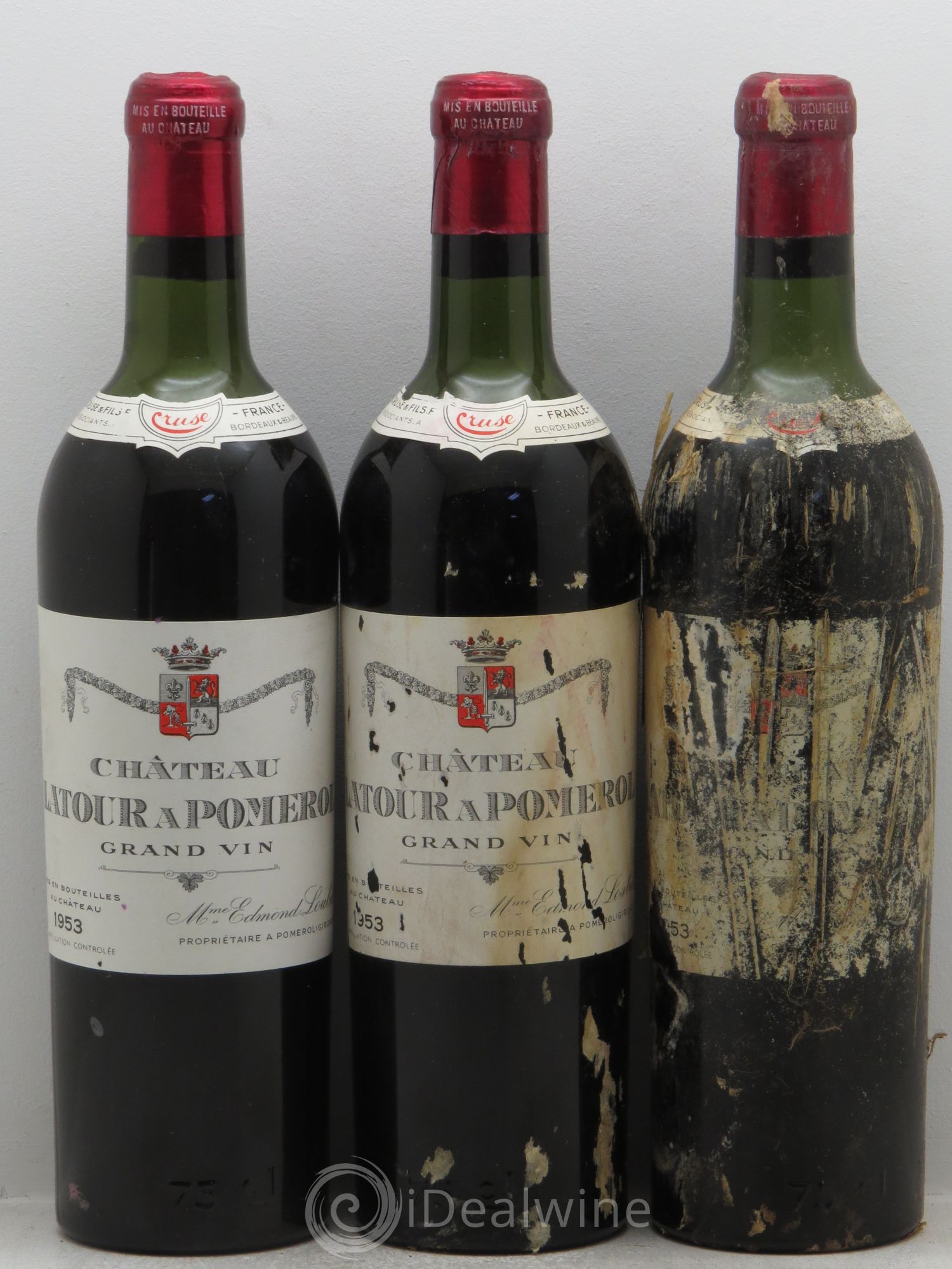 Château Latour à Pomerol 1953 - Lot de 3 bouteilles - 0