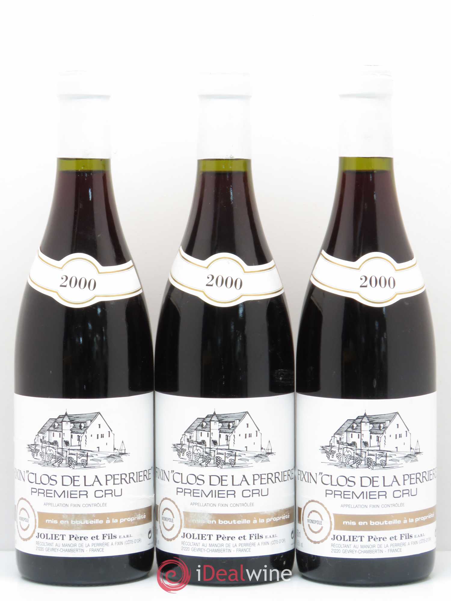 Fixin 1er Cru Clos de la Perrière Joliet Père & Fils (Domaine) 2000 - Lot de 3 bouteilles - 0
