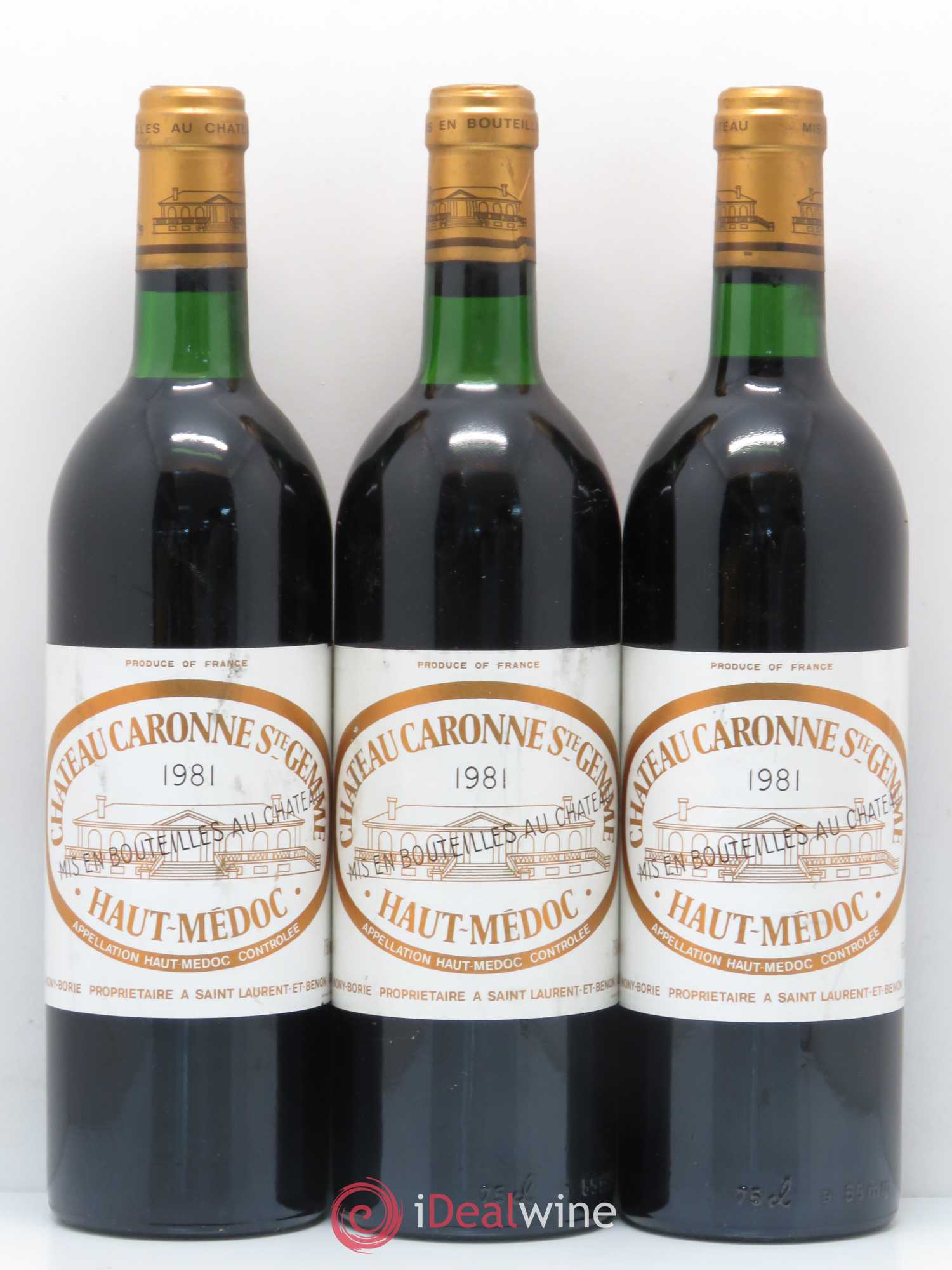 Château Caronne Sainte-Gemme Cru Bourgeois 1981 - Lot de 3 bouteilles - 0