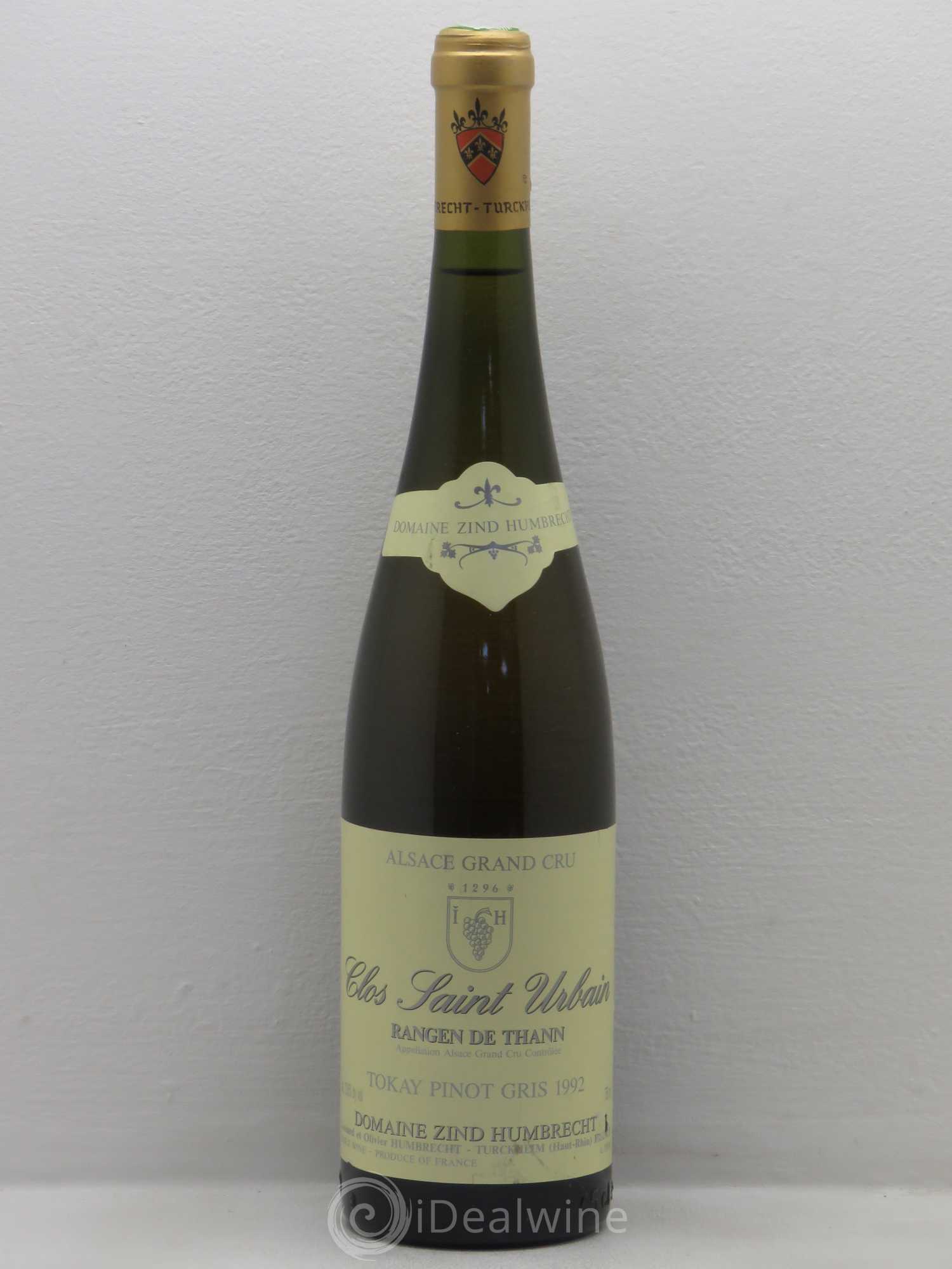 Alsace Pinot Gris Grand Cru Rangen de Thann Clos Saint-Urbain Zind-Humbrecht (Domaine) 1992 - Lot de 1 bouteille - 0