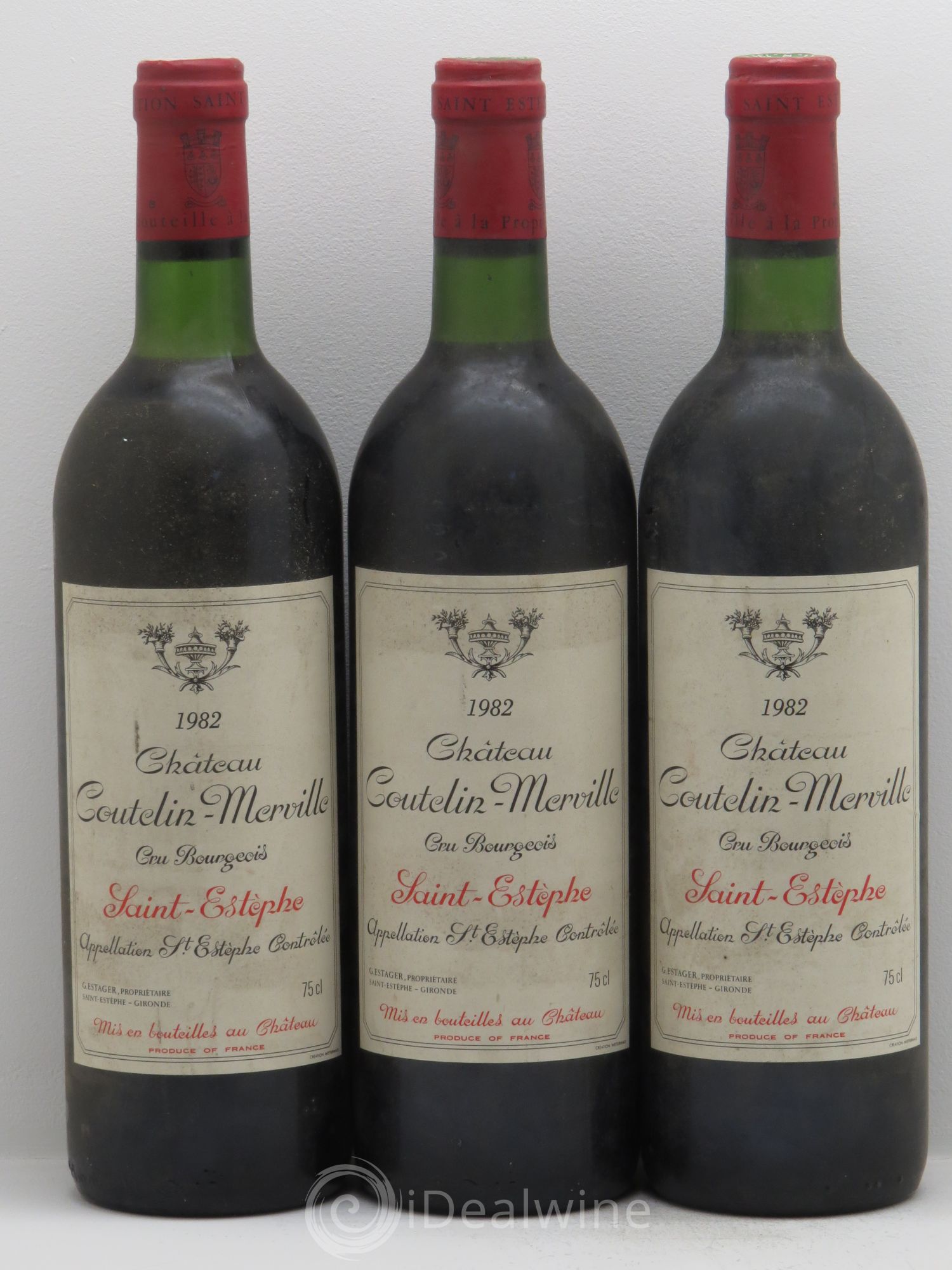 Château Saint-Estèphe Coutelin Merville 1982 - Lot de 3 bouteilles - 0