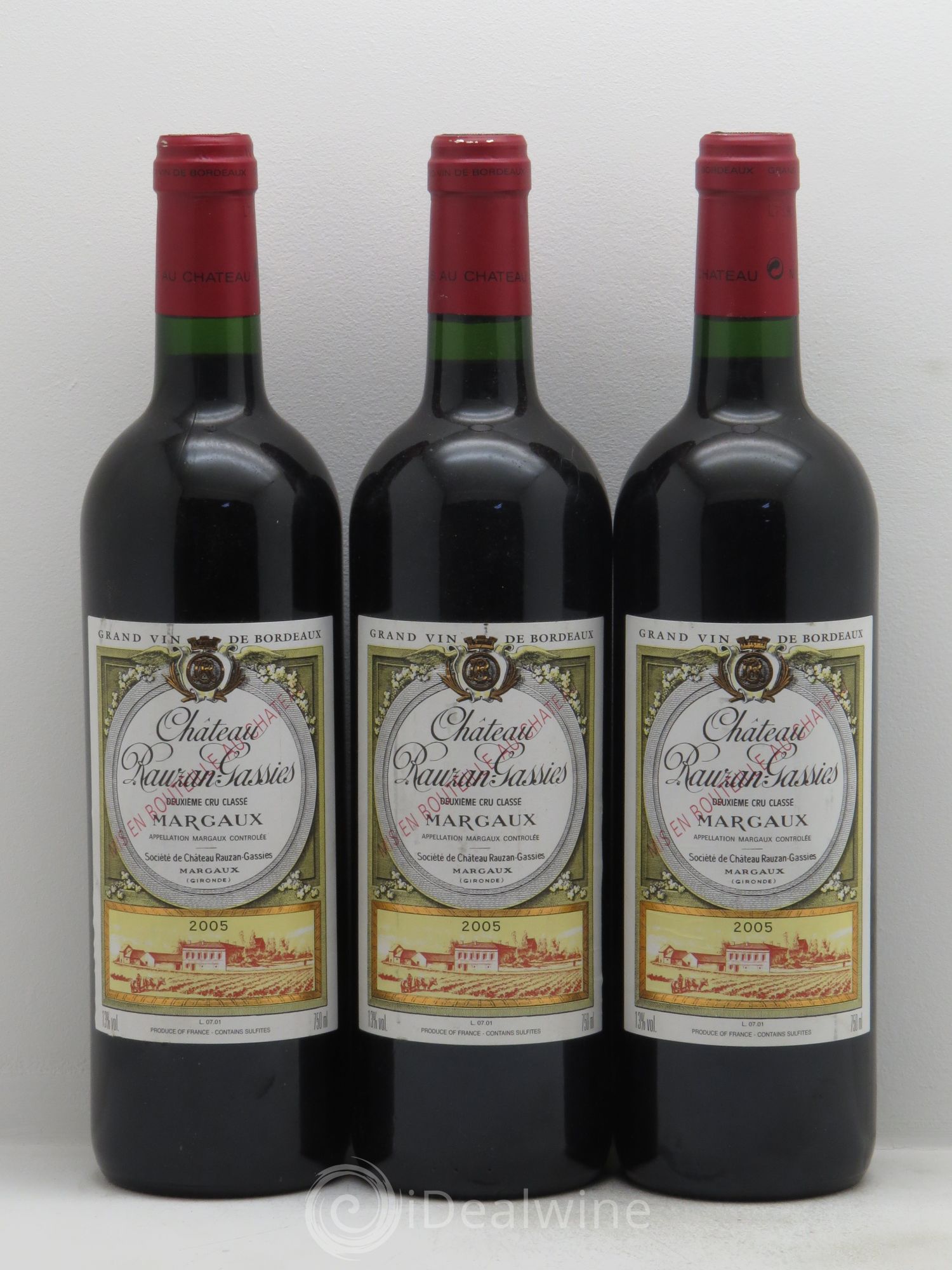 Château Rauzan-Gassies 2ème Grand Cru Classé 2005 - Lot de 3 bouteilles - 0