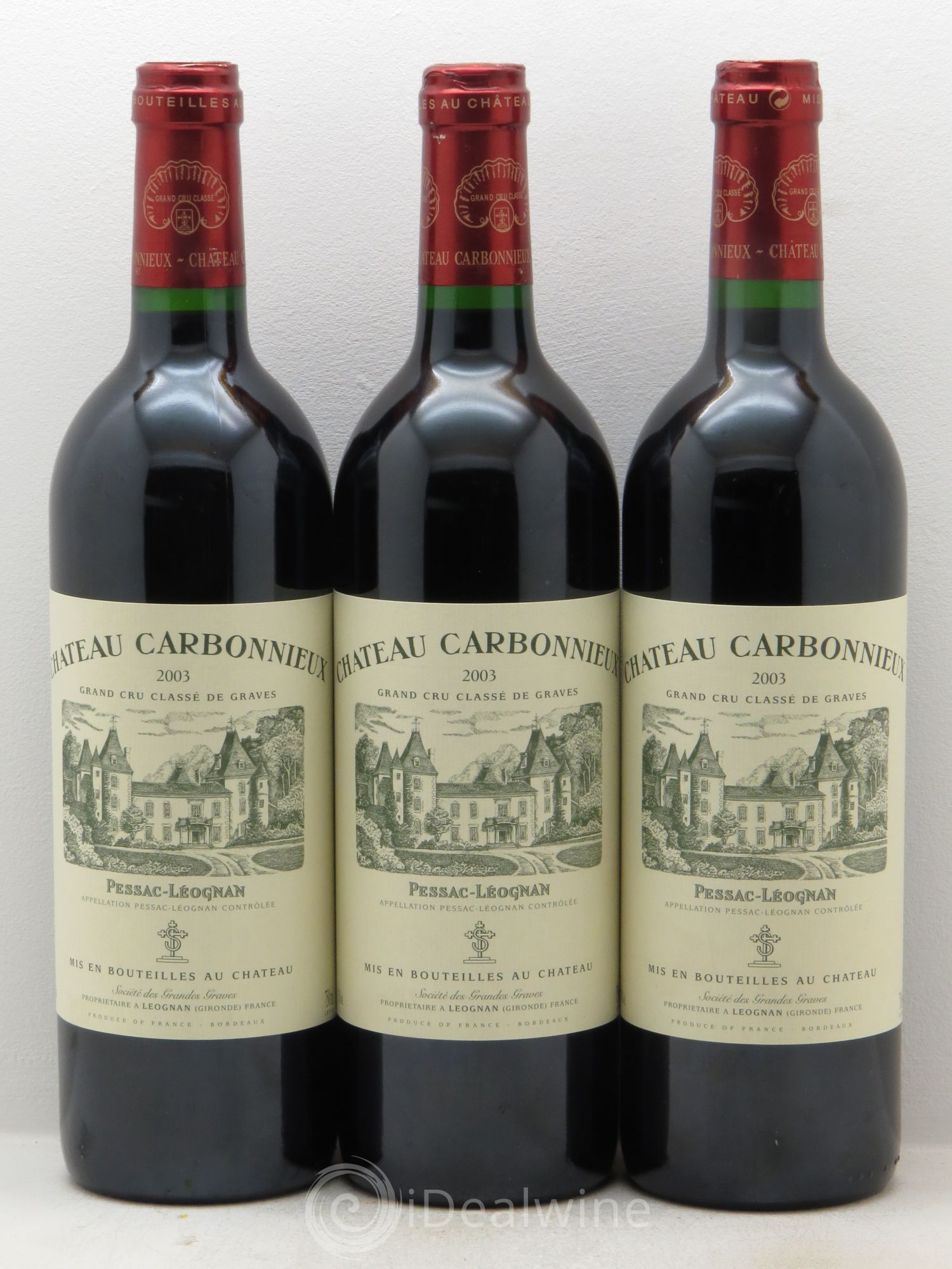 Château Carbonnieux Cru Classé de Graves 2003 - Lot de 3 bouteilles - 0