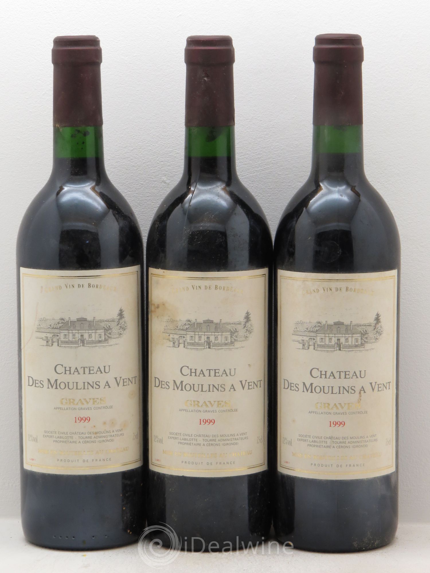 Graves Château des moulins à vent 1999 - Posten von 3 Flaschen - 0