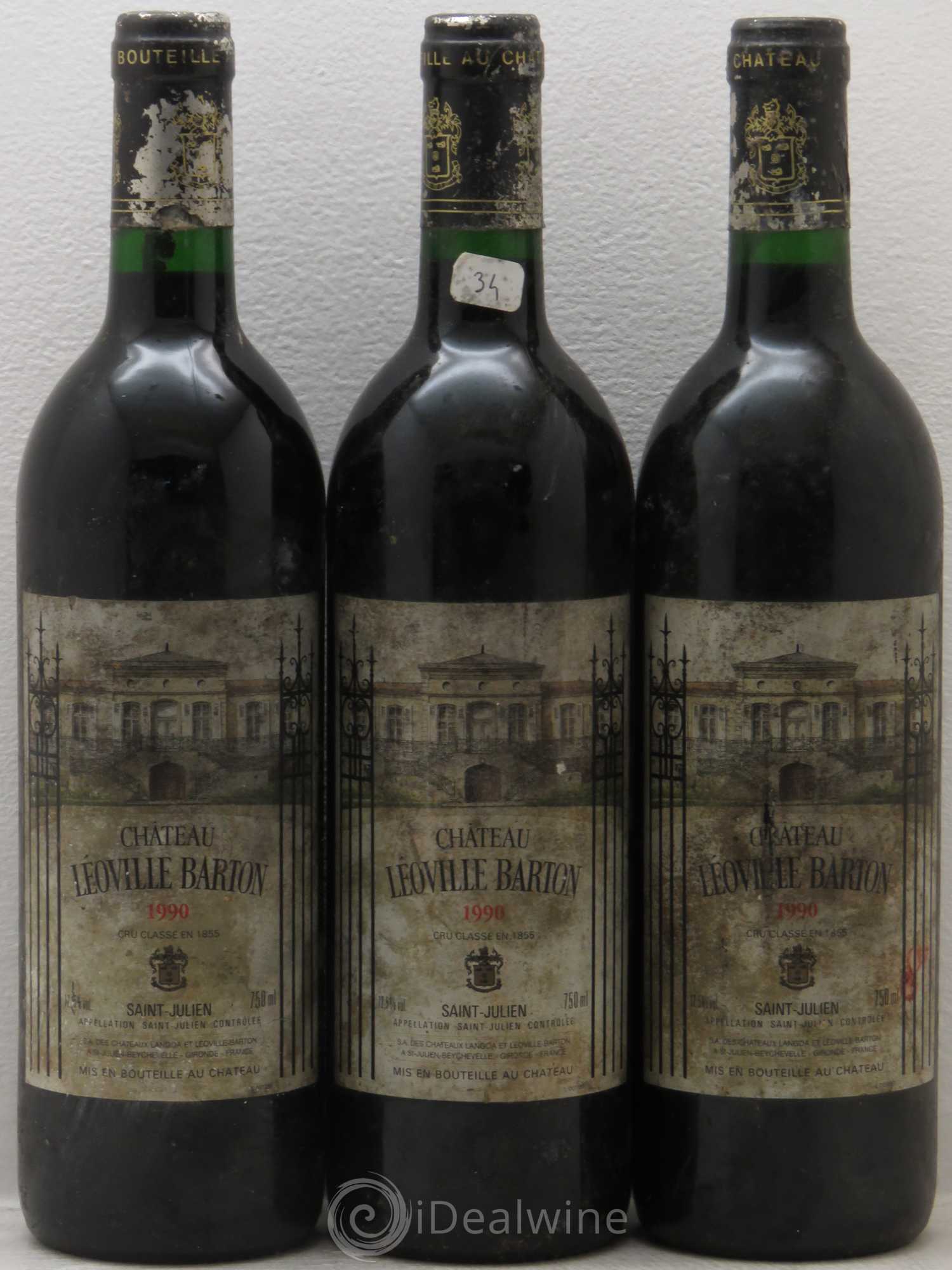 Château Léoville Barton 2ème Grand Cru Classé 1990 - Lot de 3 bouteilles - 0