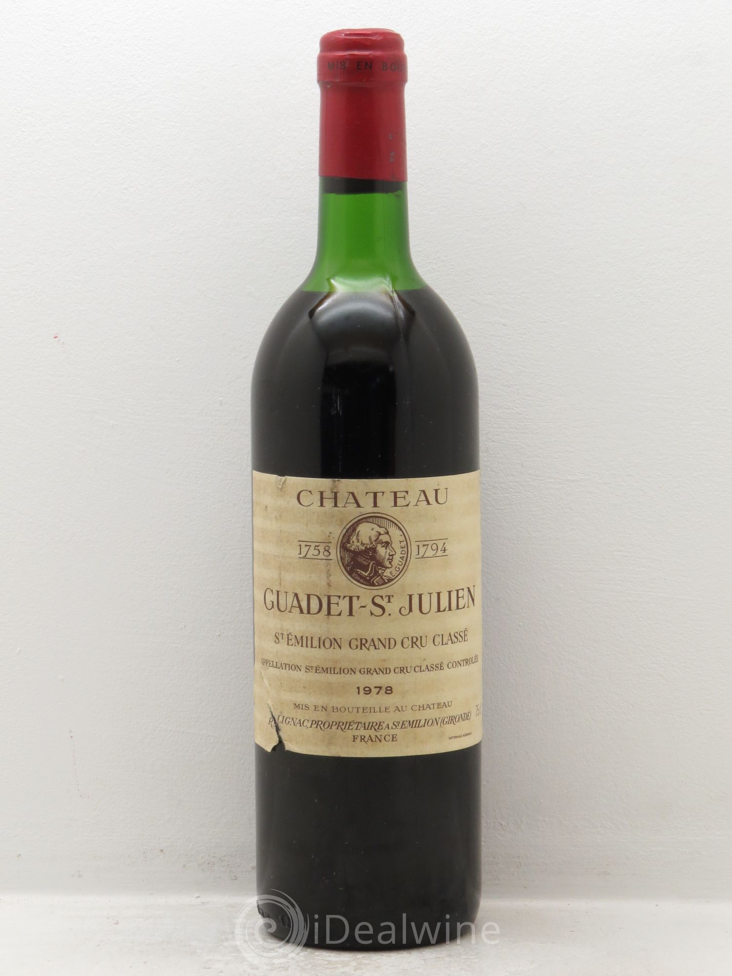 Château Guadet Grand Cru Classé (sans prix de réserve) 1978 - Lot de 6 bouteilles - 0