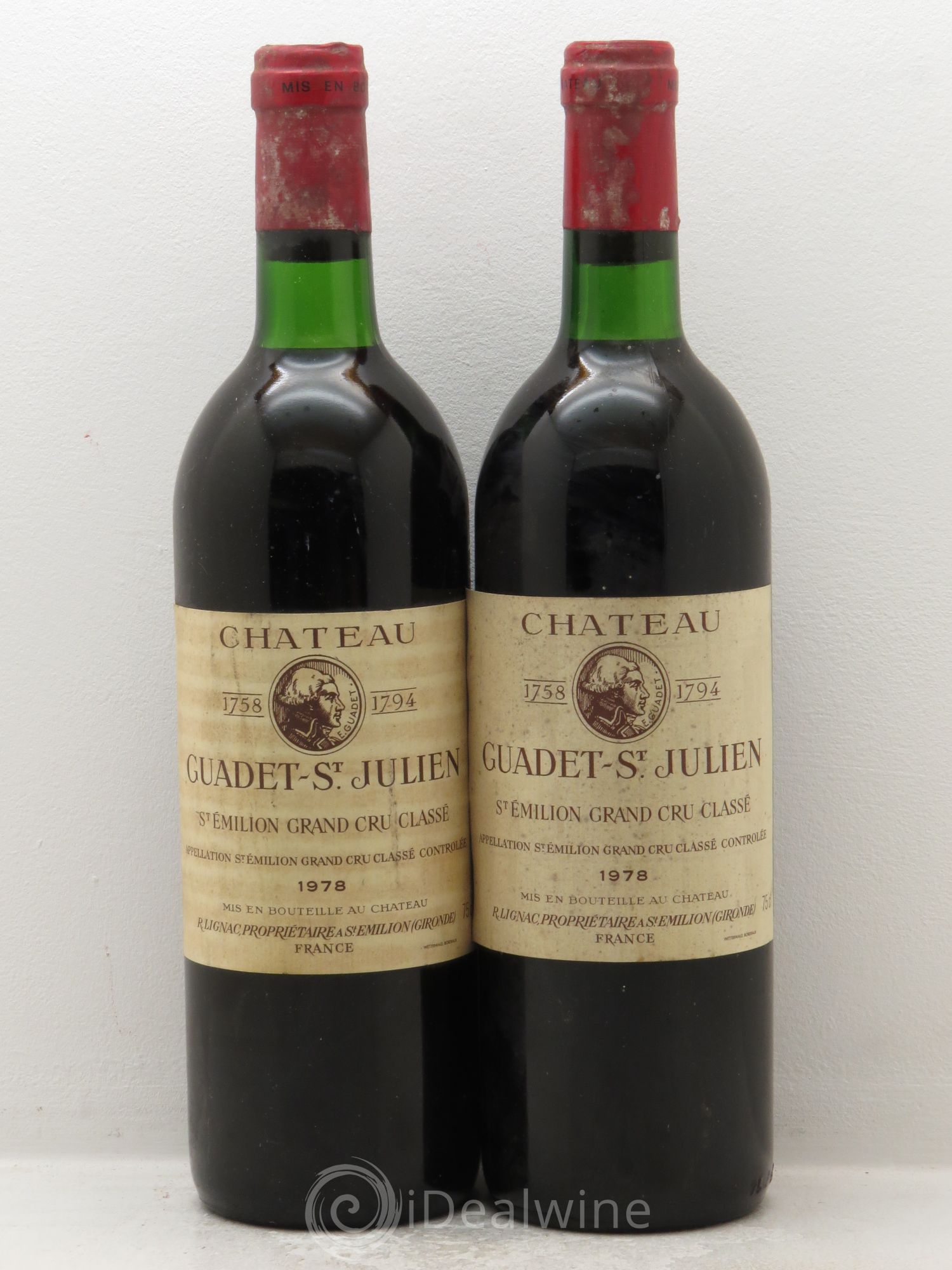 Château Guadet Grand Cru Classé 1978 - Lot de 2 bouteilles - 0