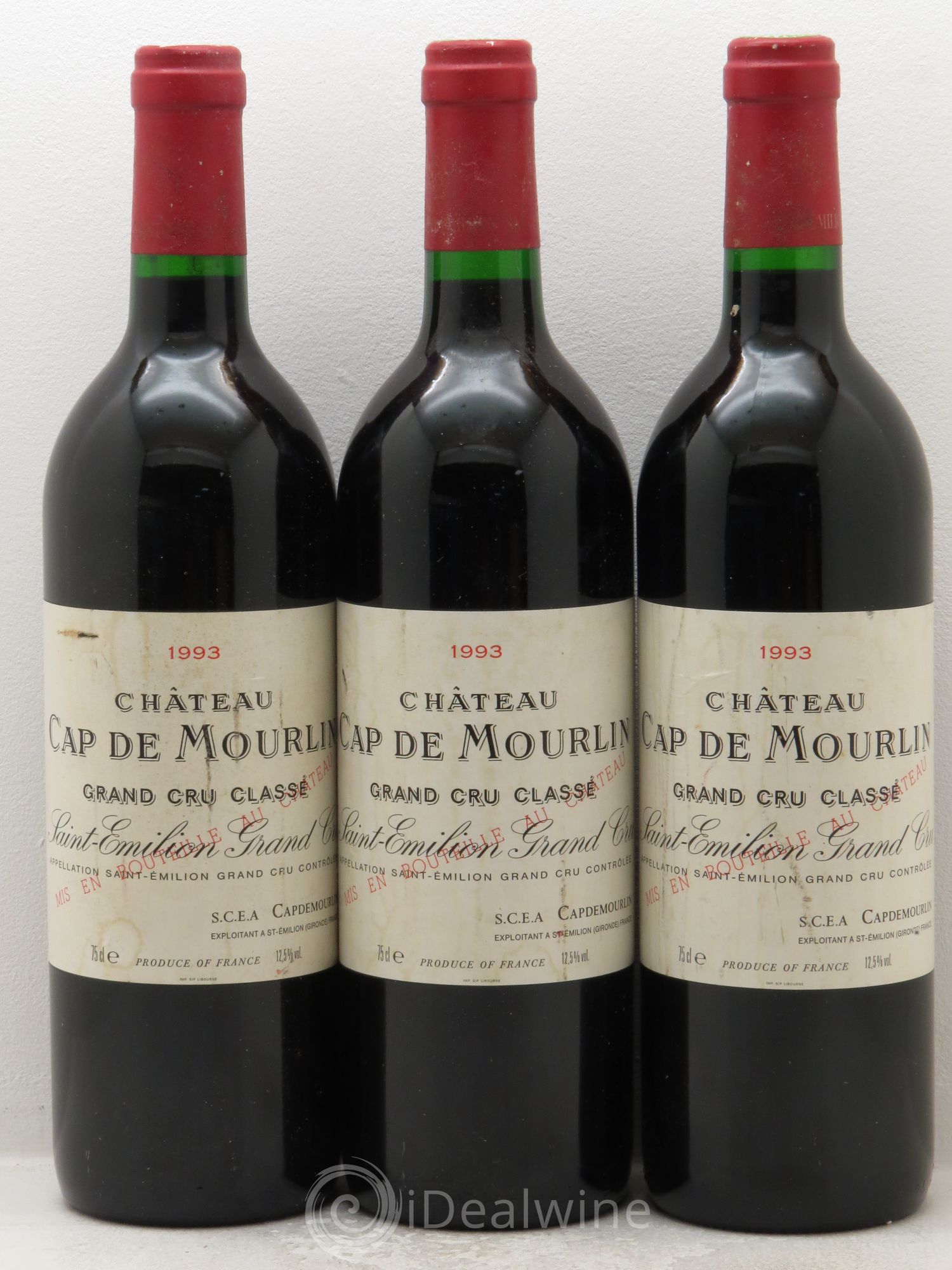 Château Cap de Mourlin Grand Cru Classé 1993 - Lot de 3 bouteilles - 0