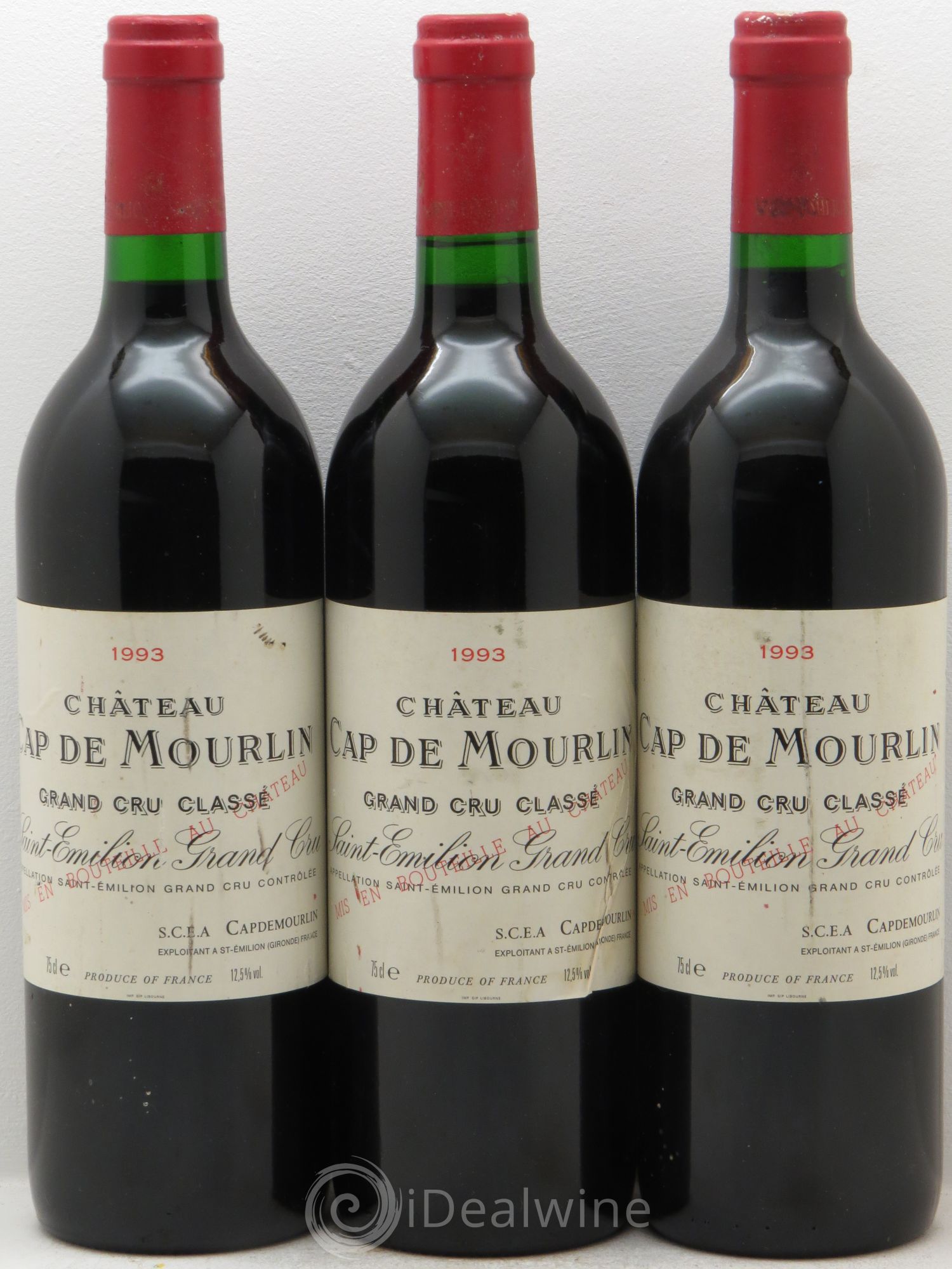 Château Cap de Mourlin Grand Cru Classé 1993 - Lot de 3 bouteilles - 0